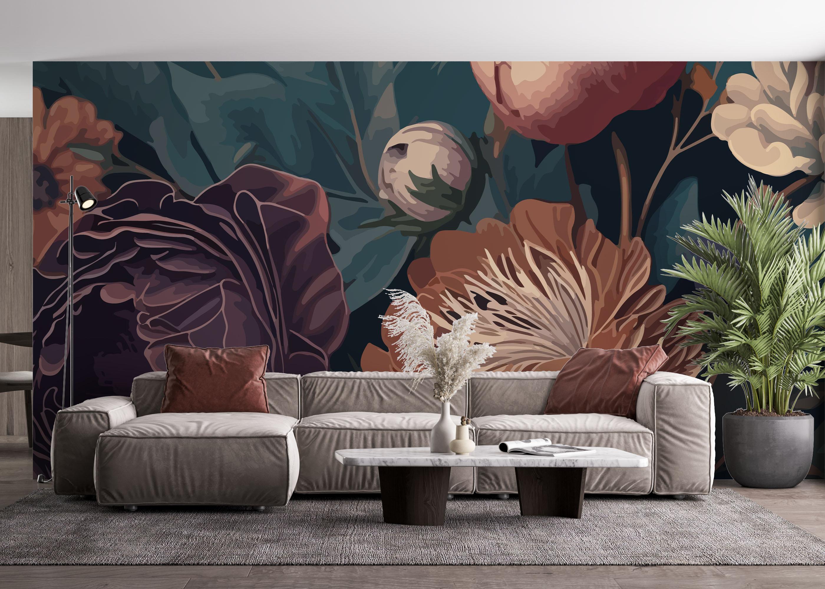 Fototapet Dark Orange Peony mockup 4