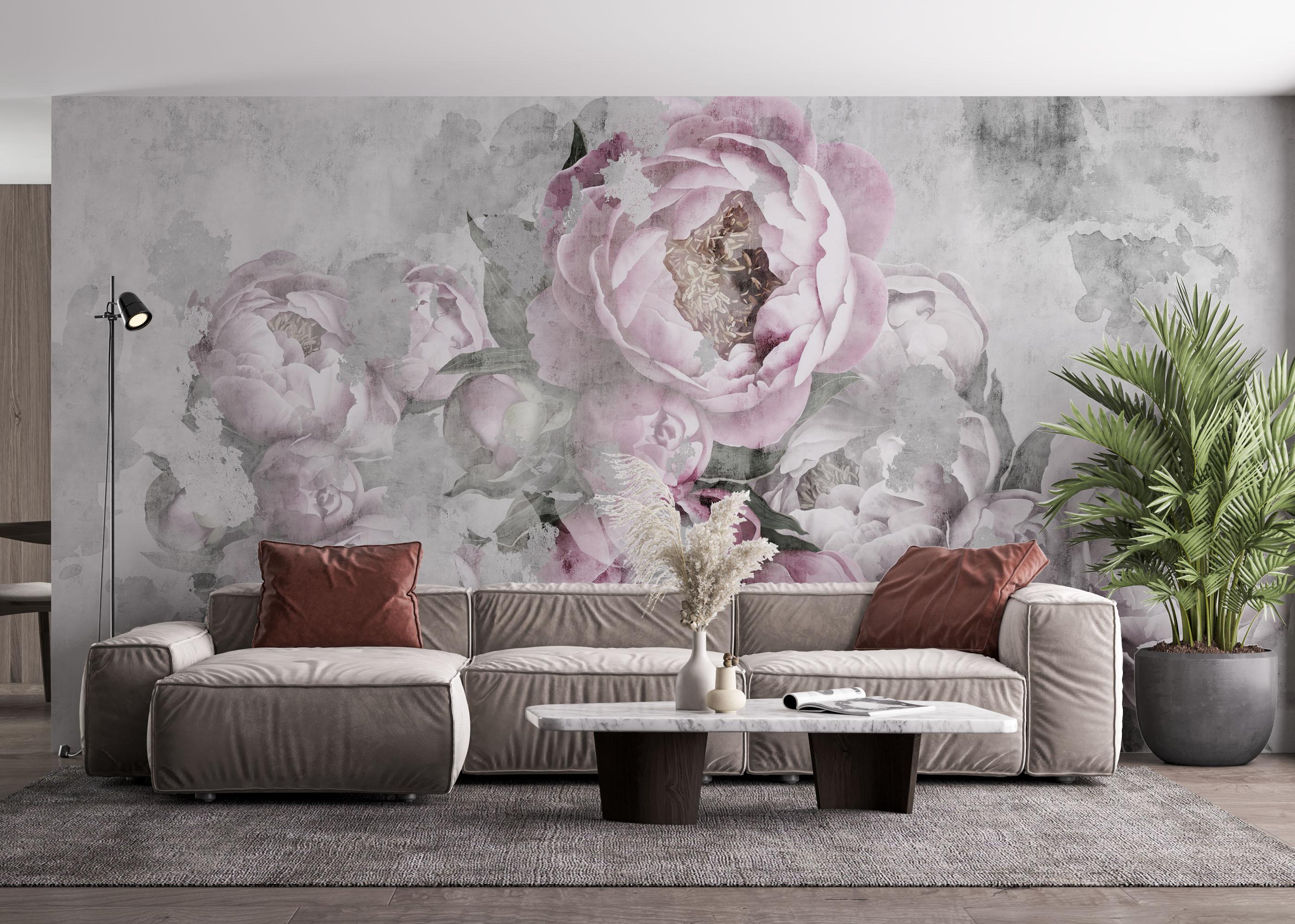Fototapet Faded Peonies mockup 4
