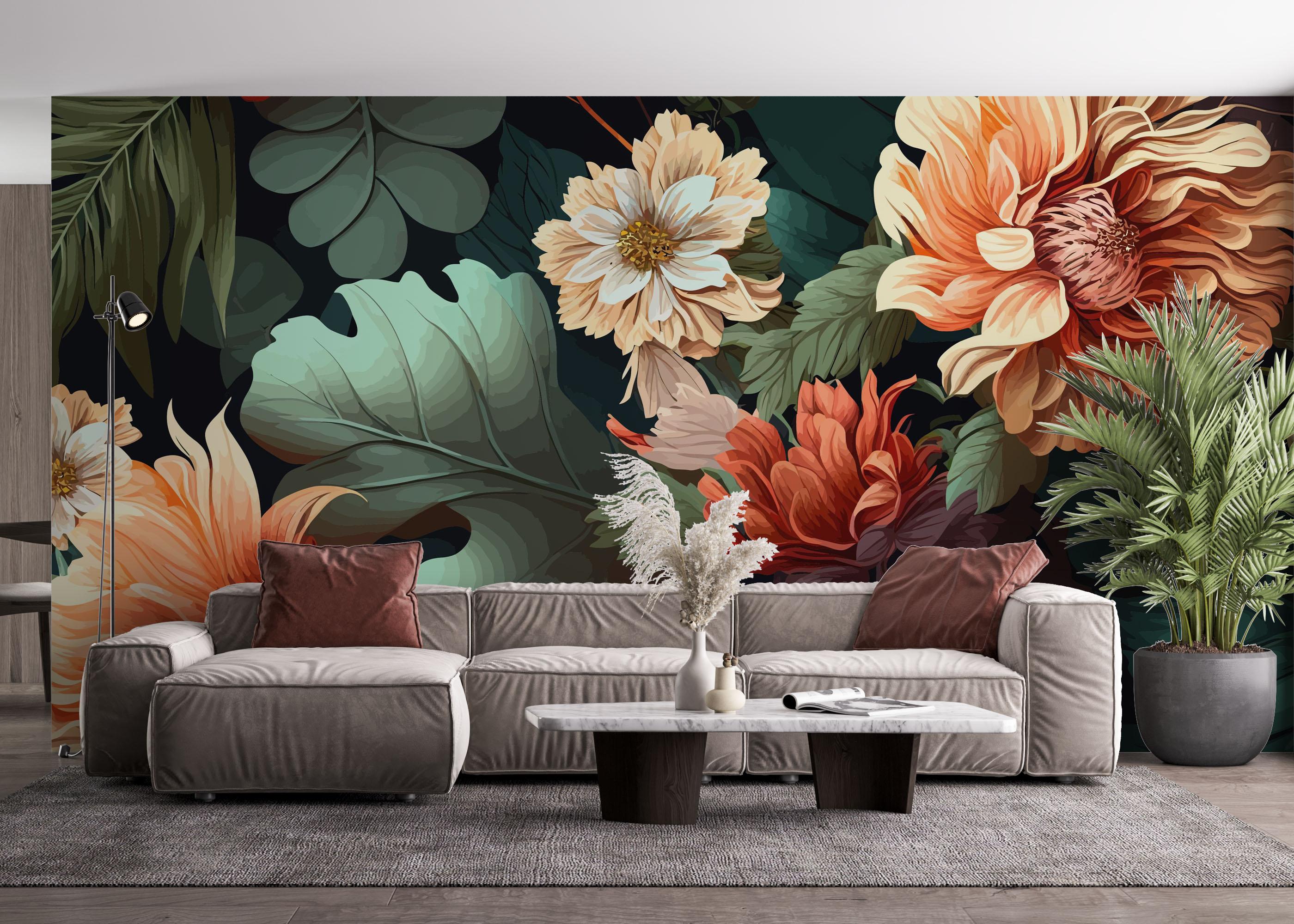 Fototapet Flower Beautiful Cream mockup 4