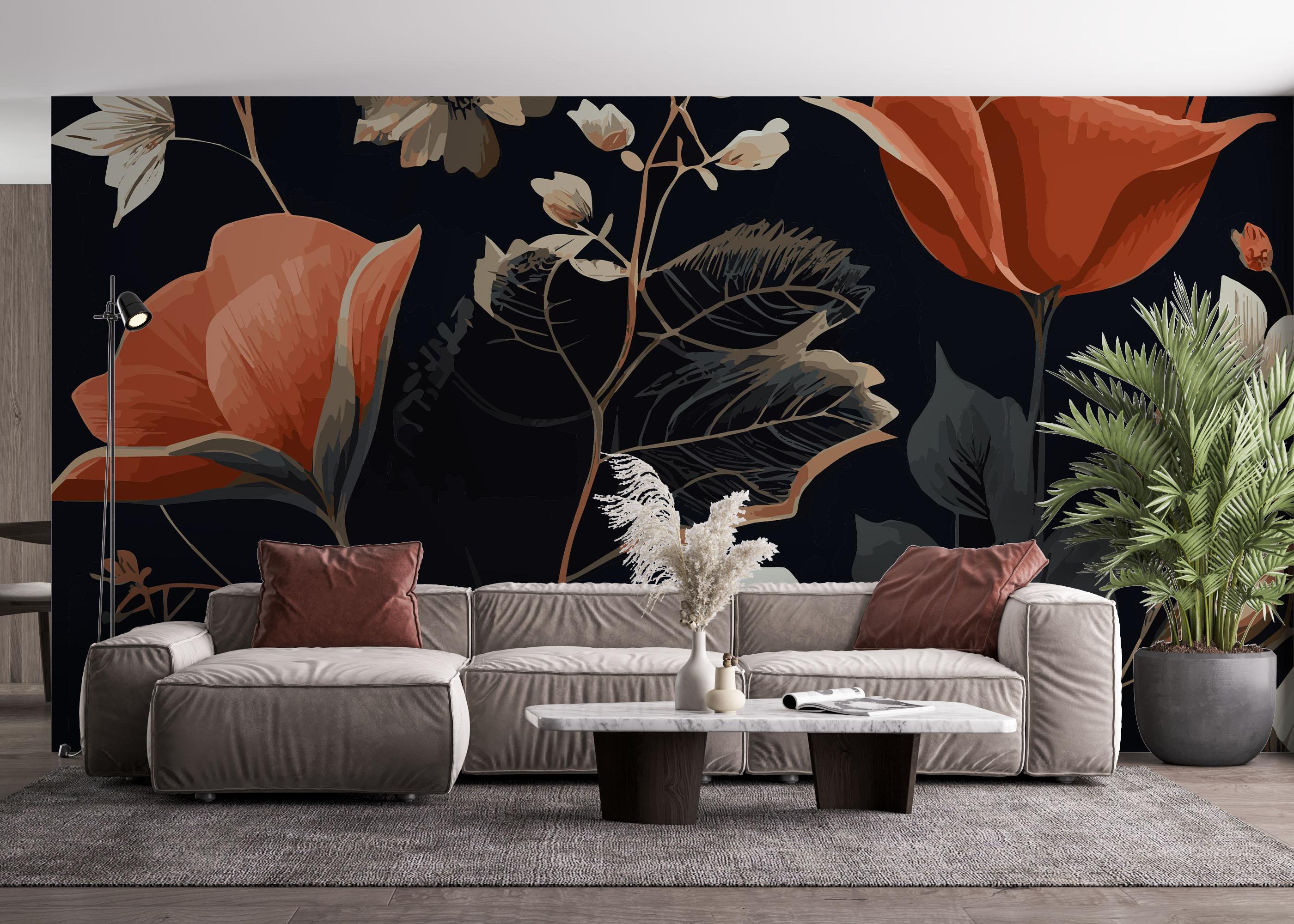 Fototapet Grey Leaf Tulip mockup 4