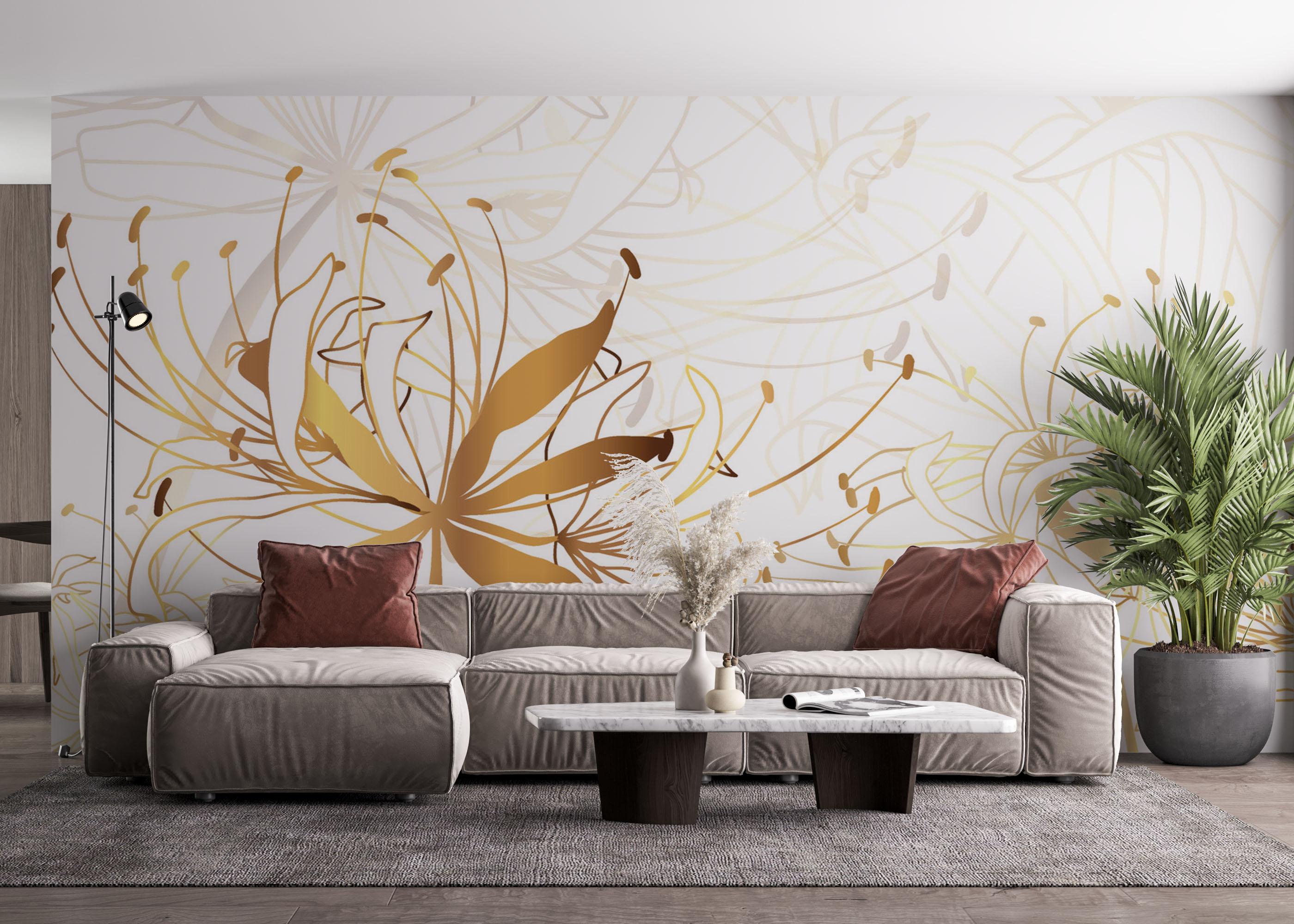 Fototapet Luxury Gold Floral mockup 4