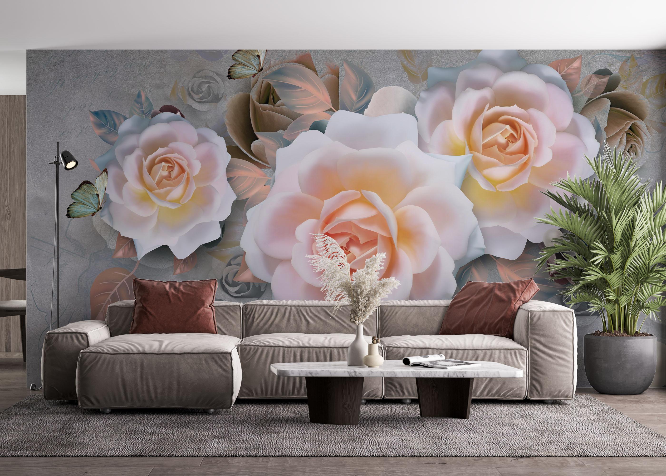 Fototapet Marzipan Rose mockup 4