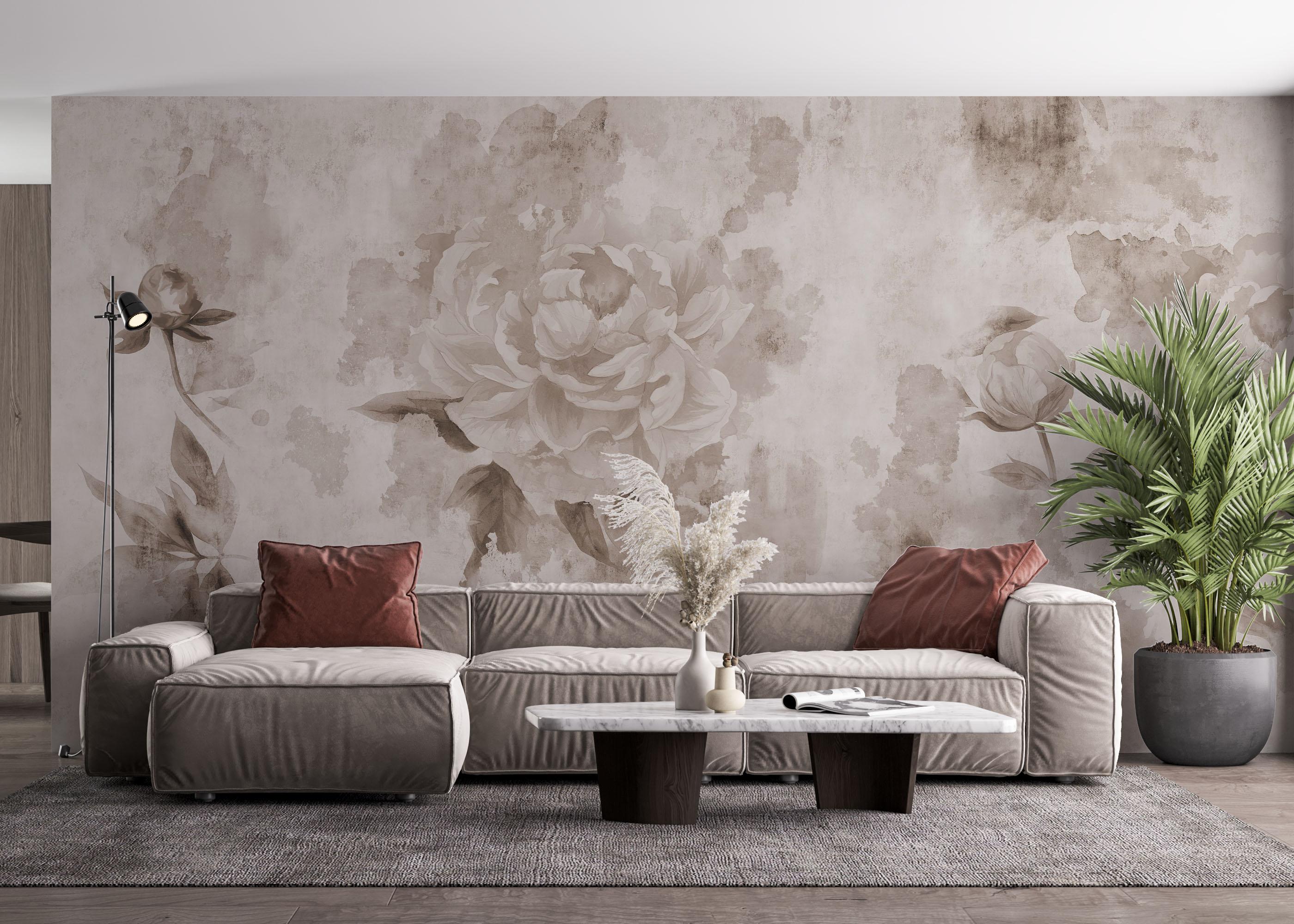 Fototapet Vintage Peonies mockup 4