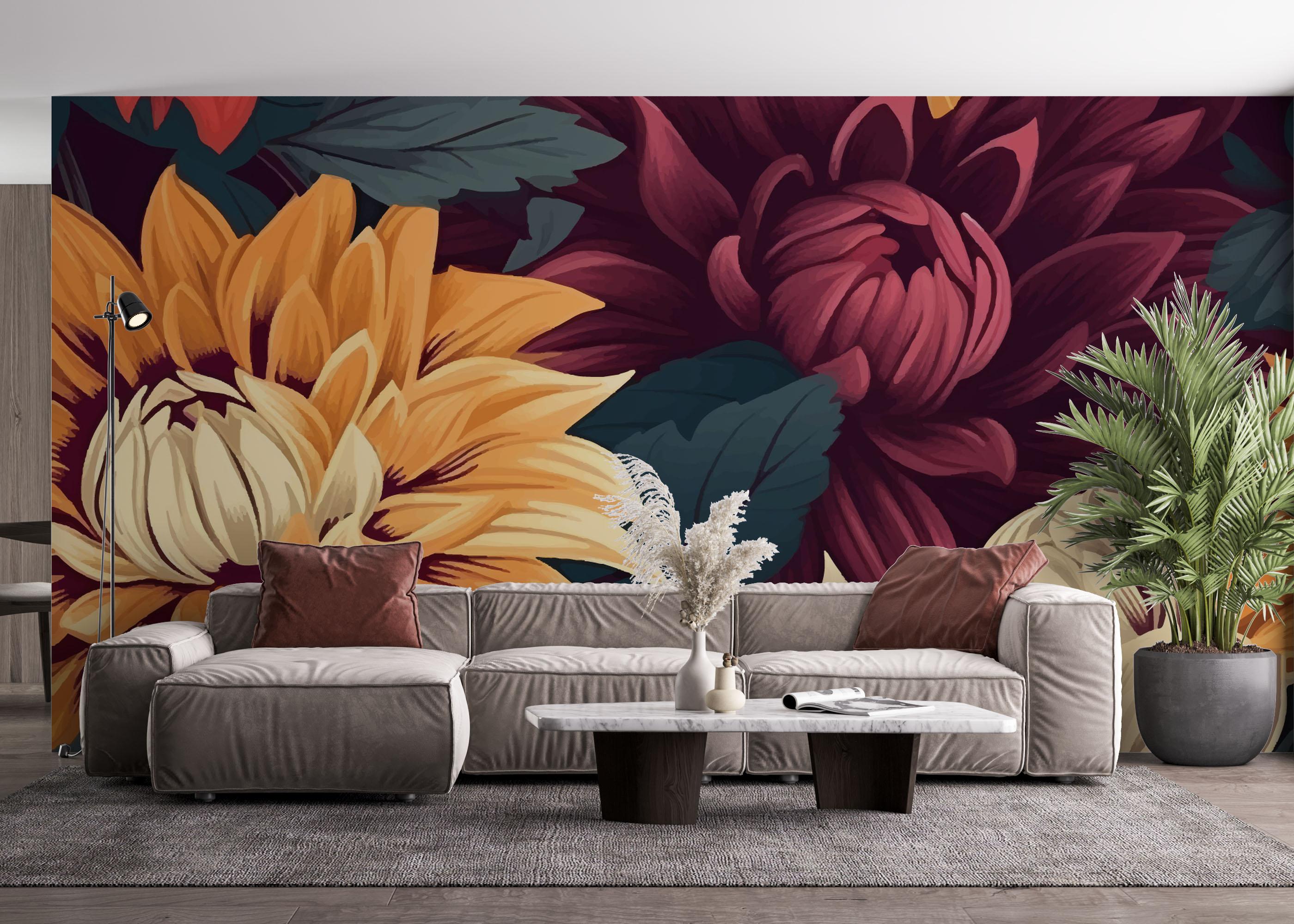 Fototapet Yellow Cream Flower mockup 4