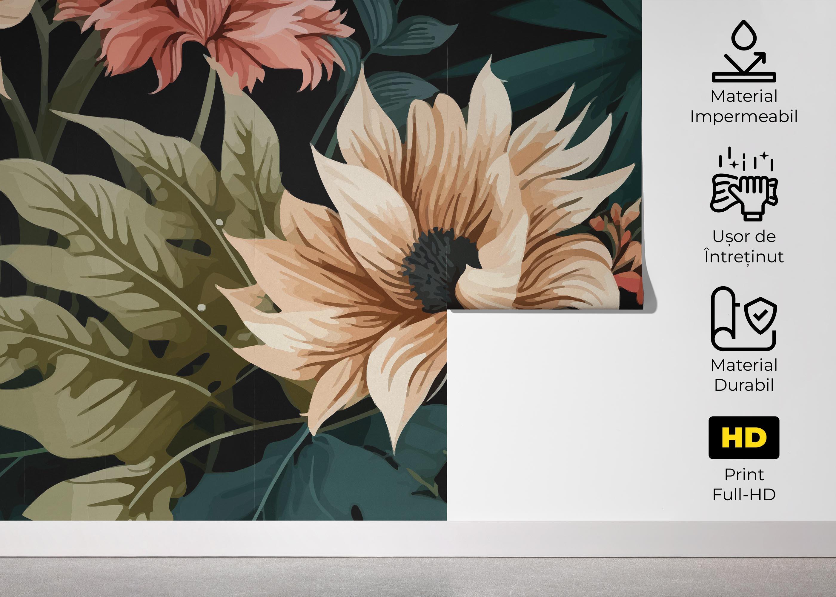 Fototapet Beautiful Cream Flower mockup 5