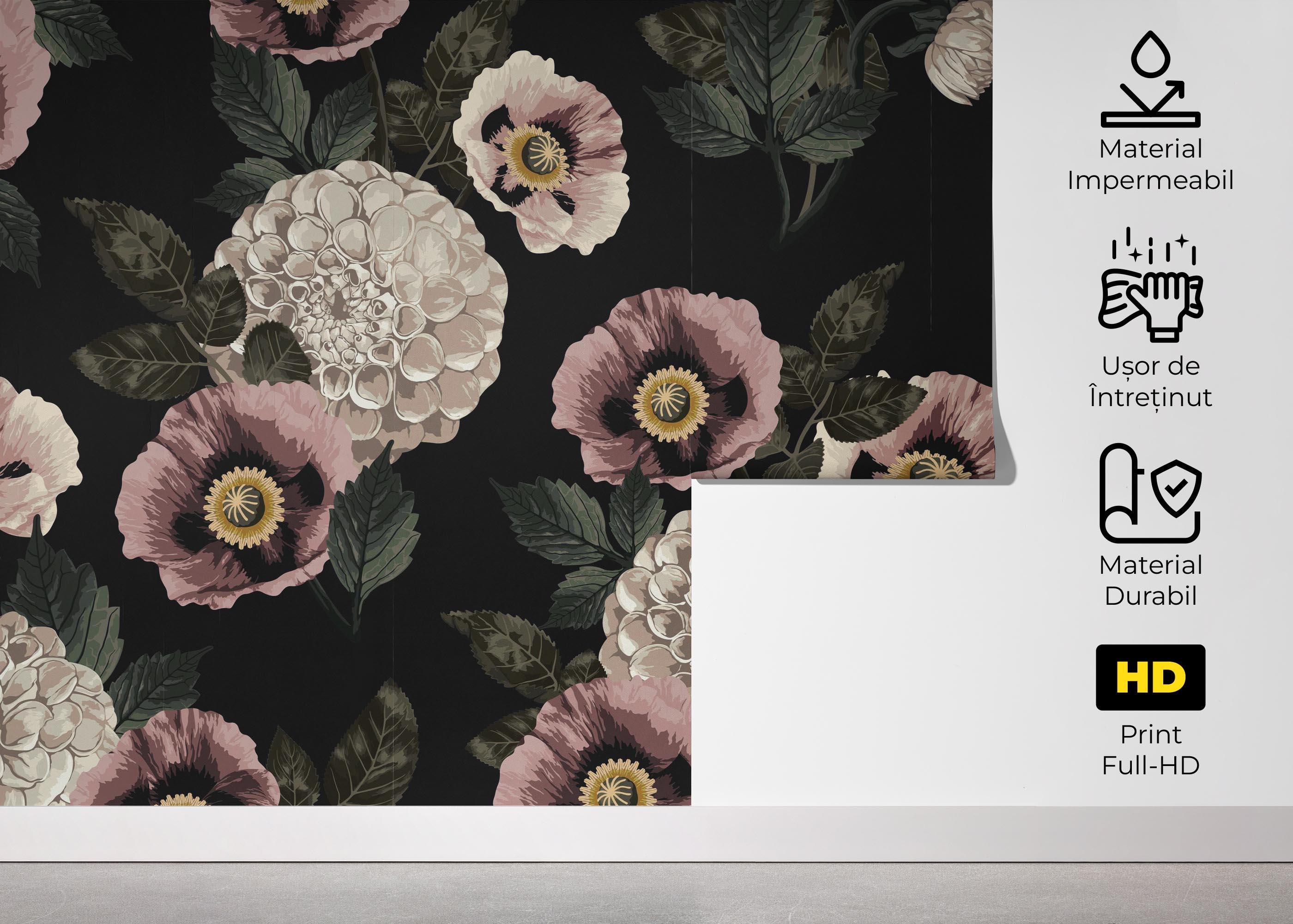Fototapet Black Pink Poppy mockup 5
