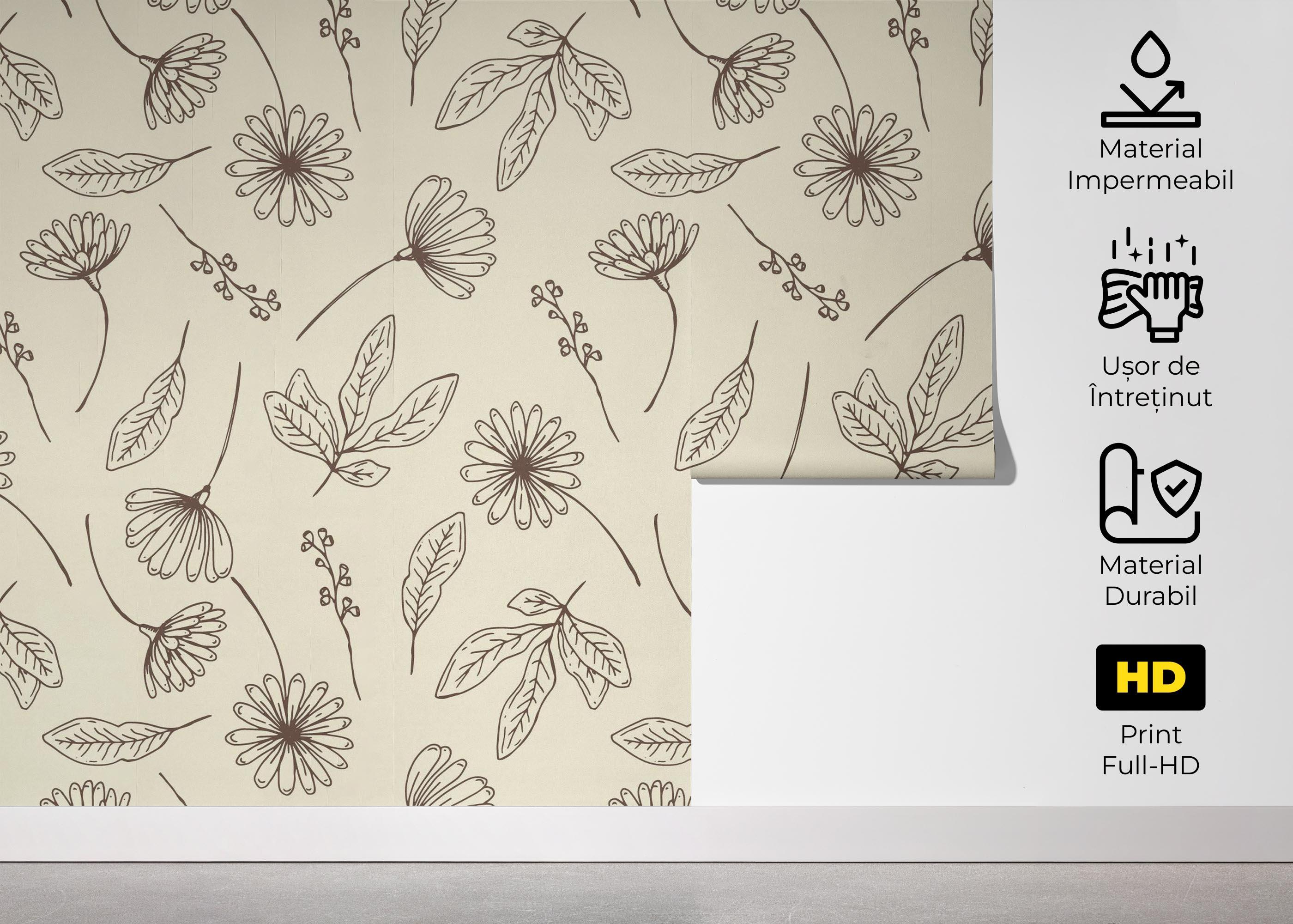 Fototapet Brown Line Flower mockup 5
