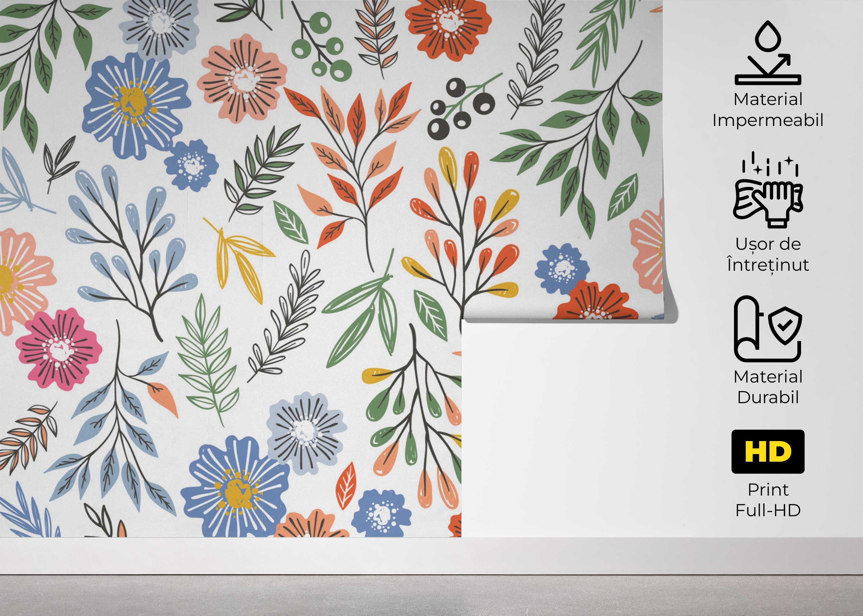Fototapet Colored Flower Pattern mockup 5