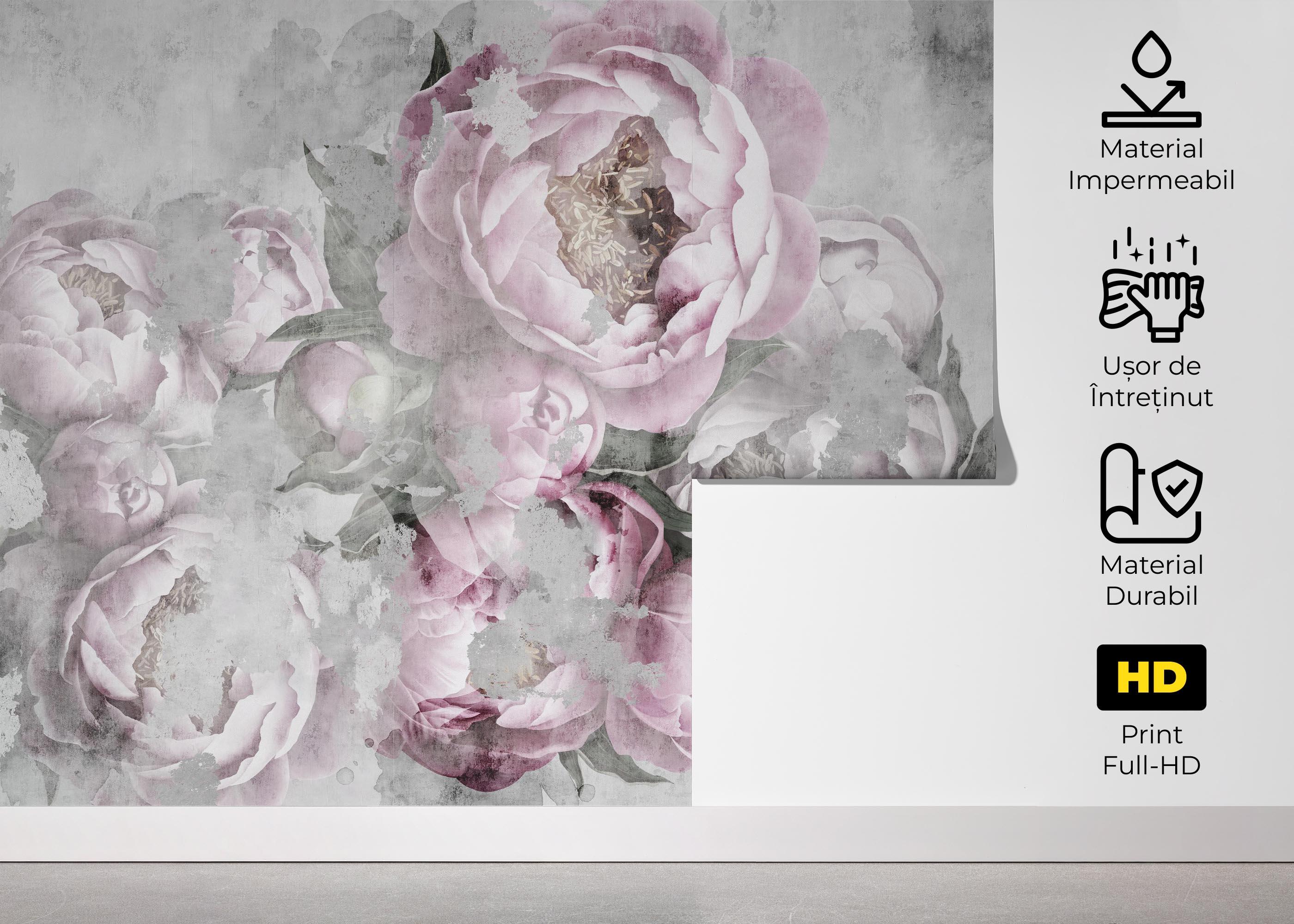 Fototapet Faded Peonies mockup 5