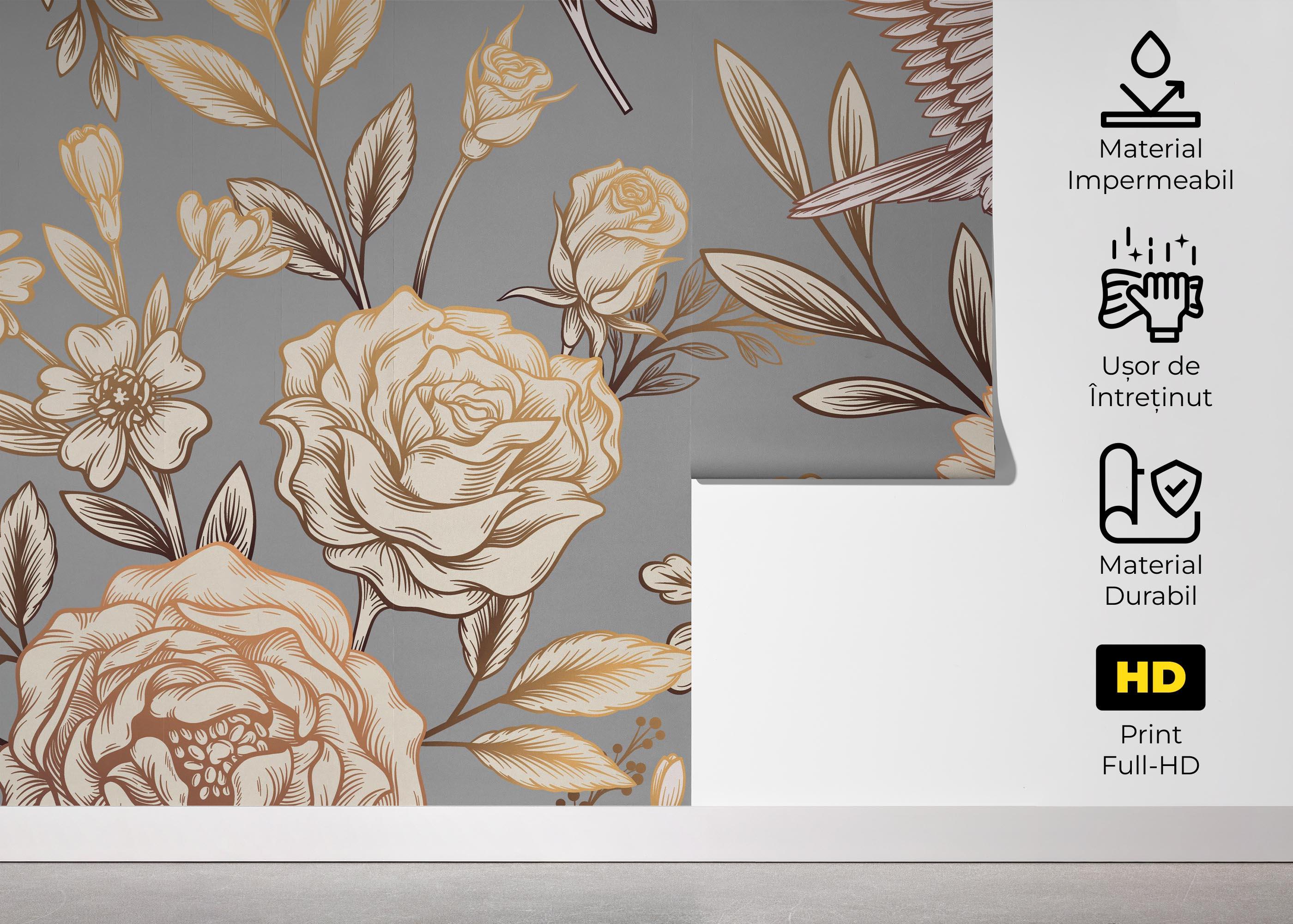 Fototapet Gold Brown Flower mockup 5
