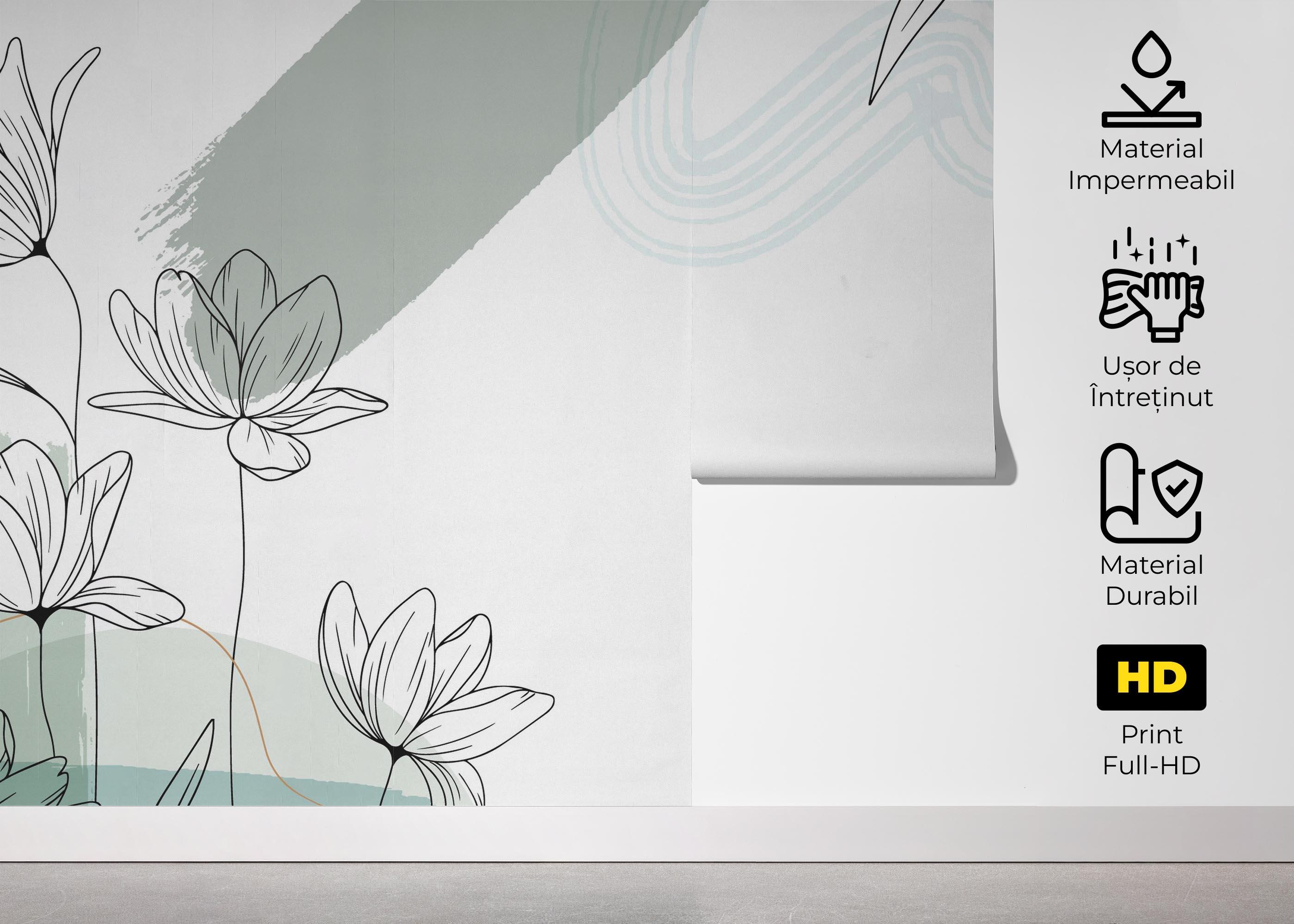 Fototapet Green Flower Wall mockup 5