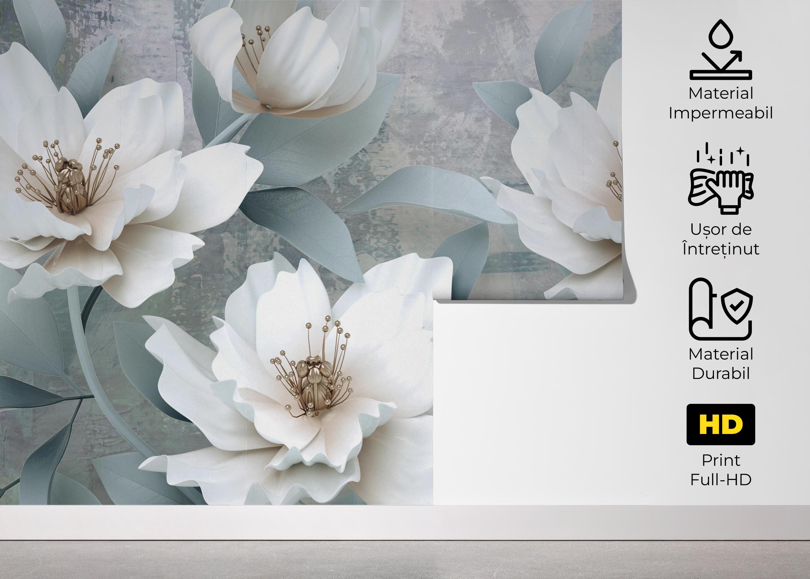 Fototapet Light Turquoise Flowers mockup 5