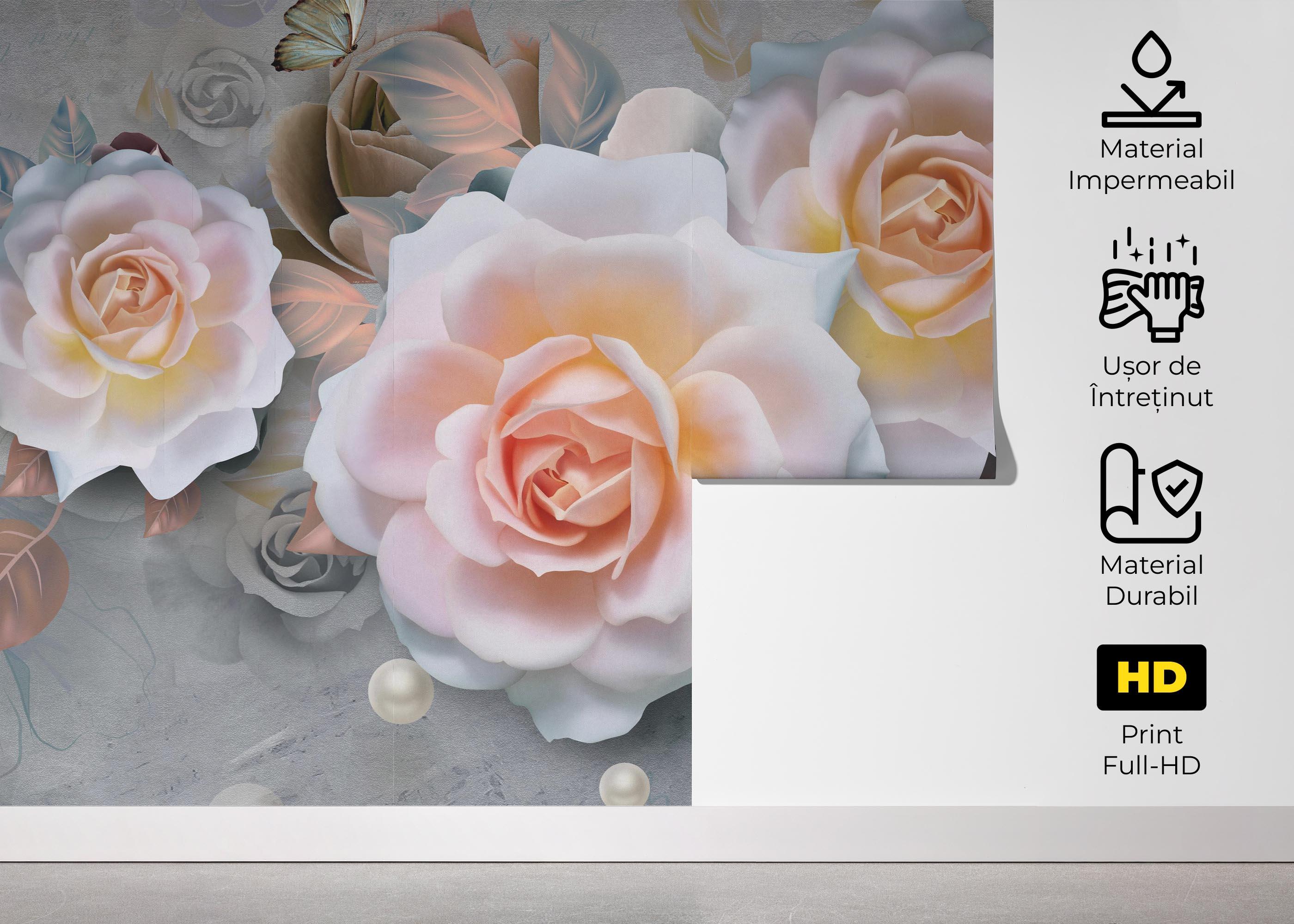 Fototapet Marzipan Rose mockup 5