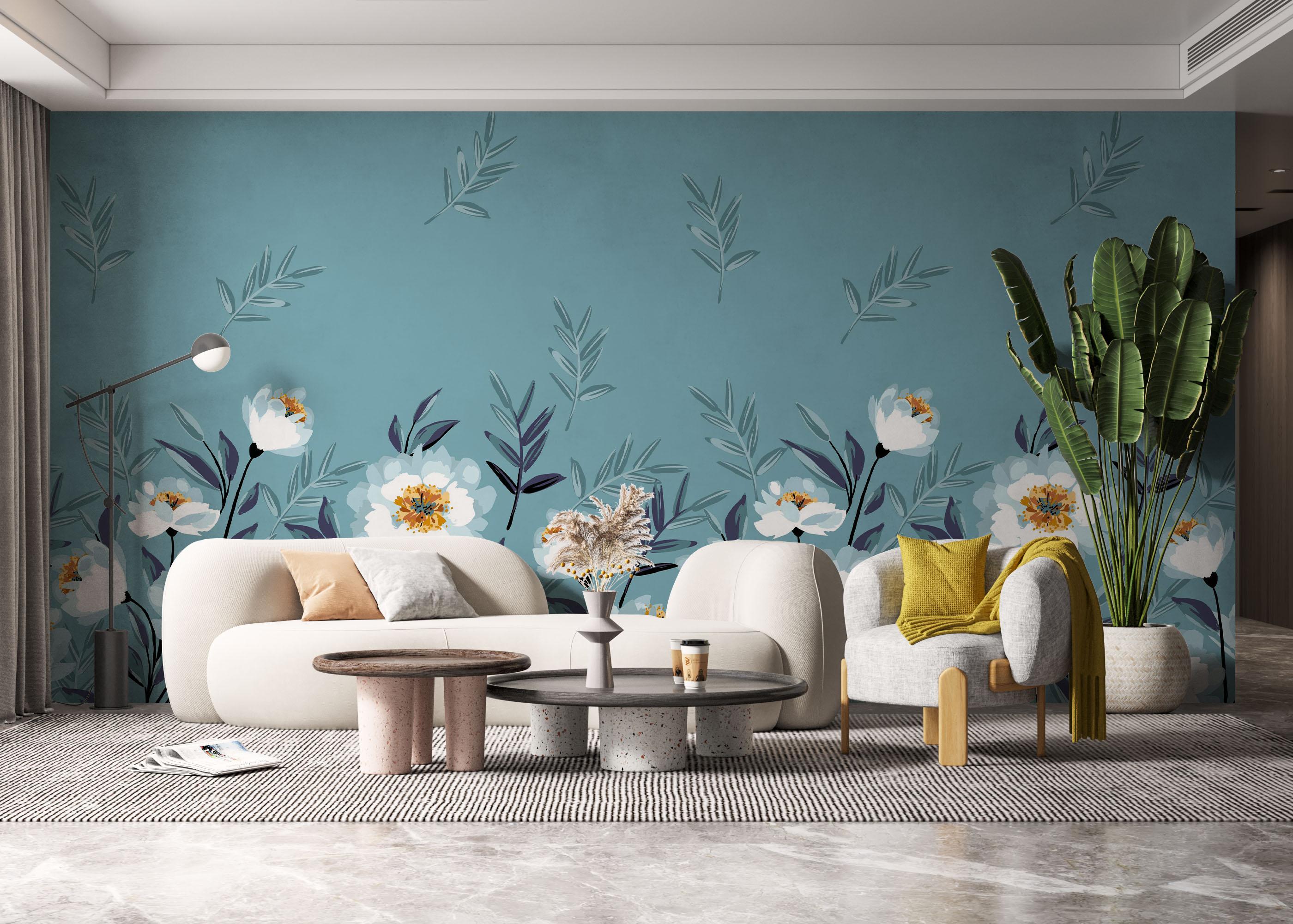 Fototapet Baby Blue Flower mockup 6