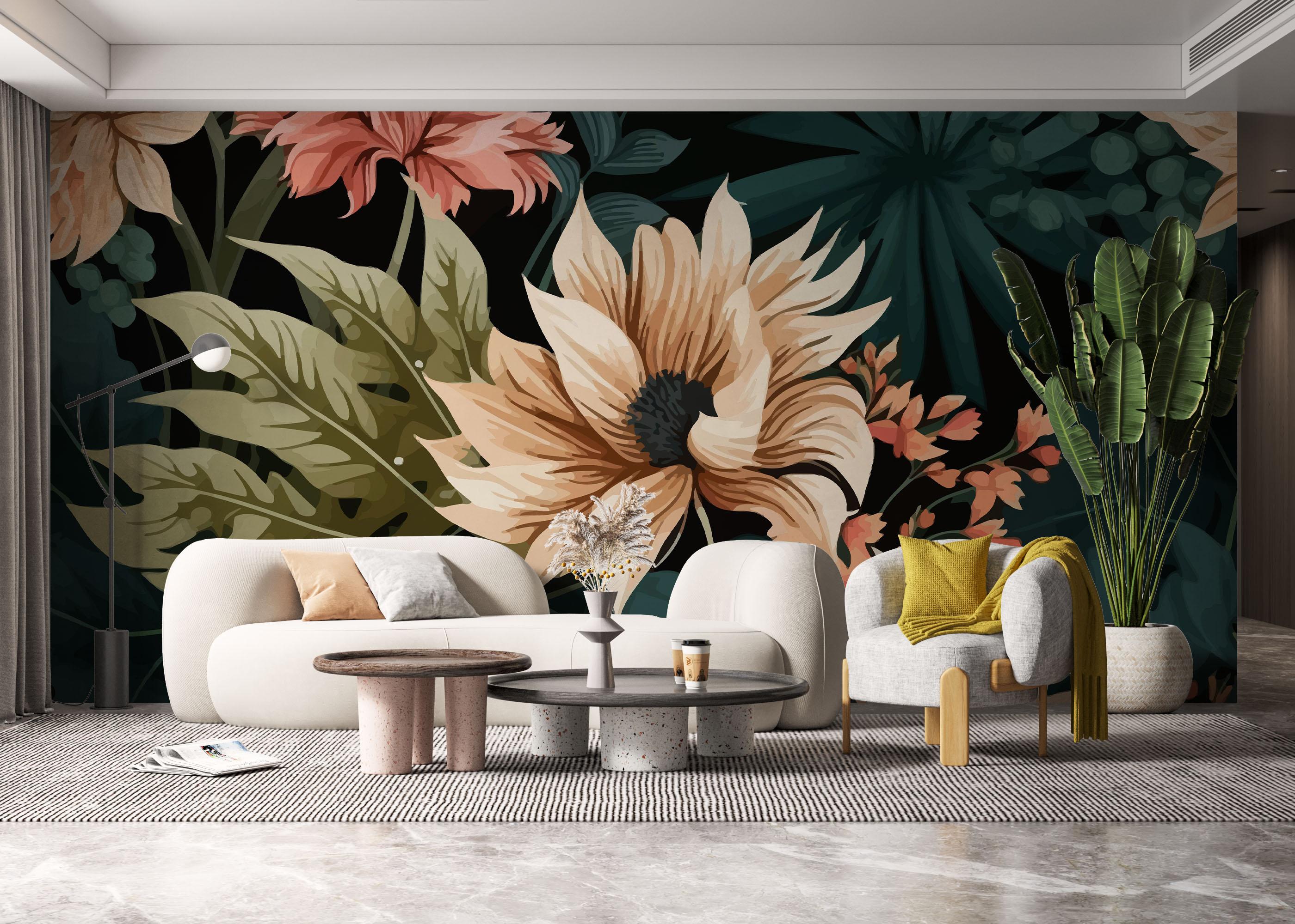 Fototapet Beautiful Cream Flower mockup 6