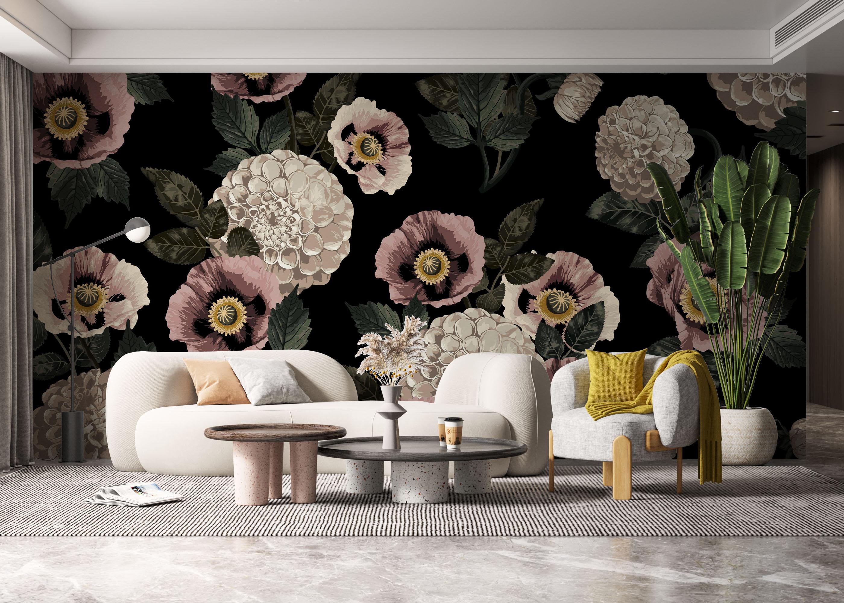 Fototapet Black Pink Poppy mockup 6