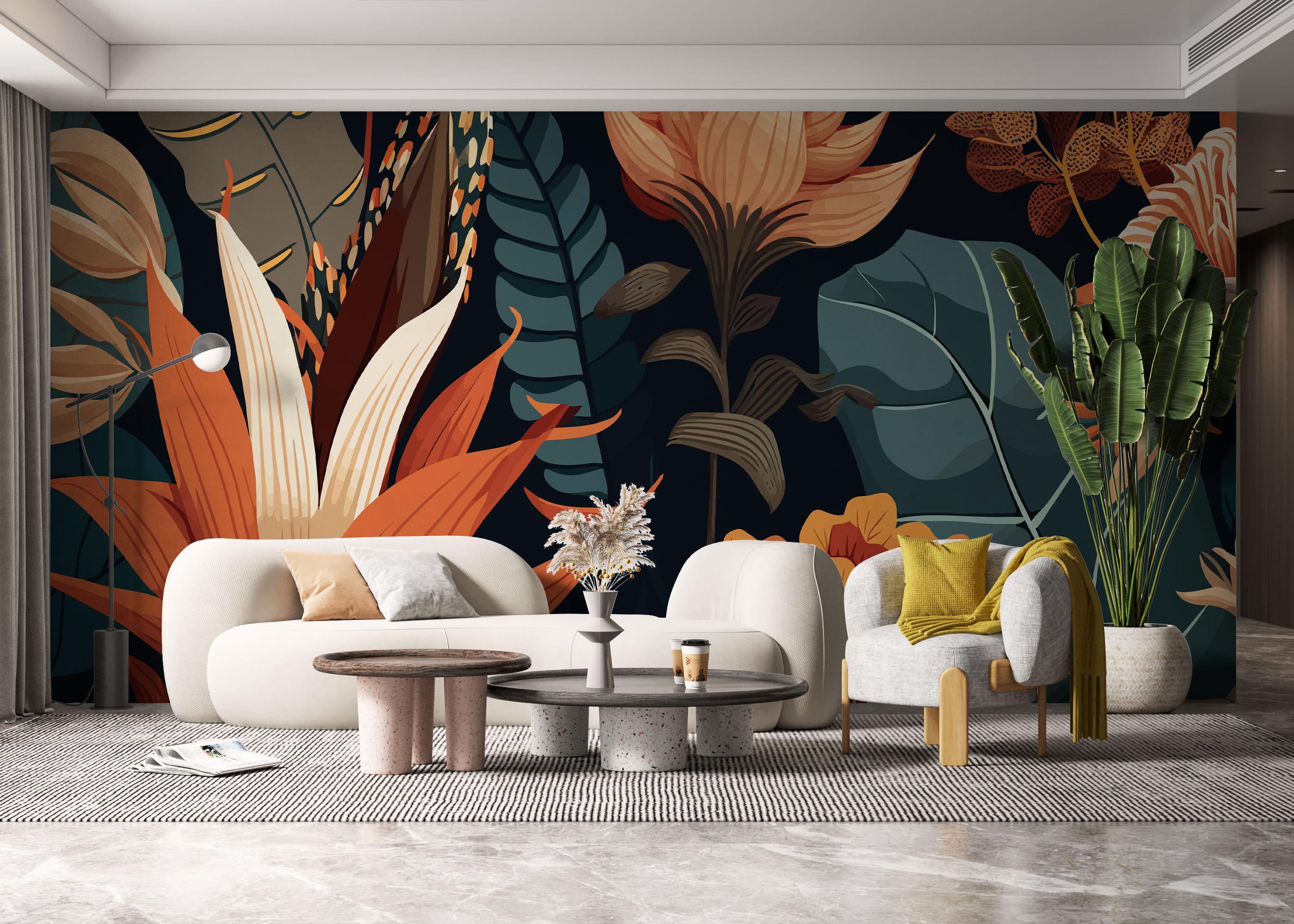 Fototapet Brown Orange Plants mockup 6