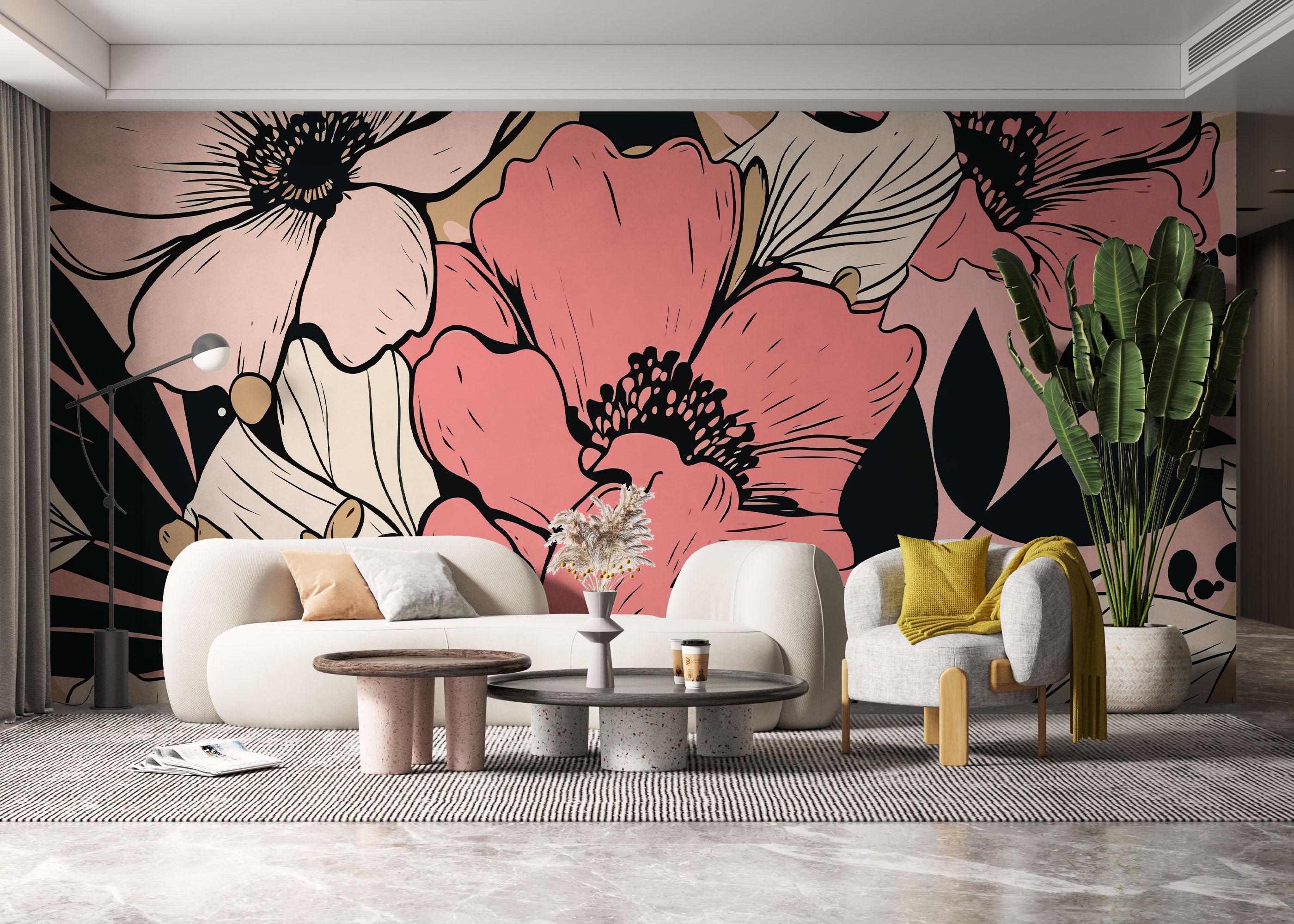 Fototapet Close Pink Flower mockup 6