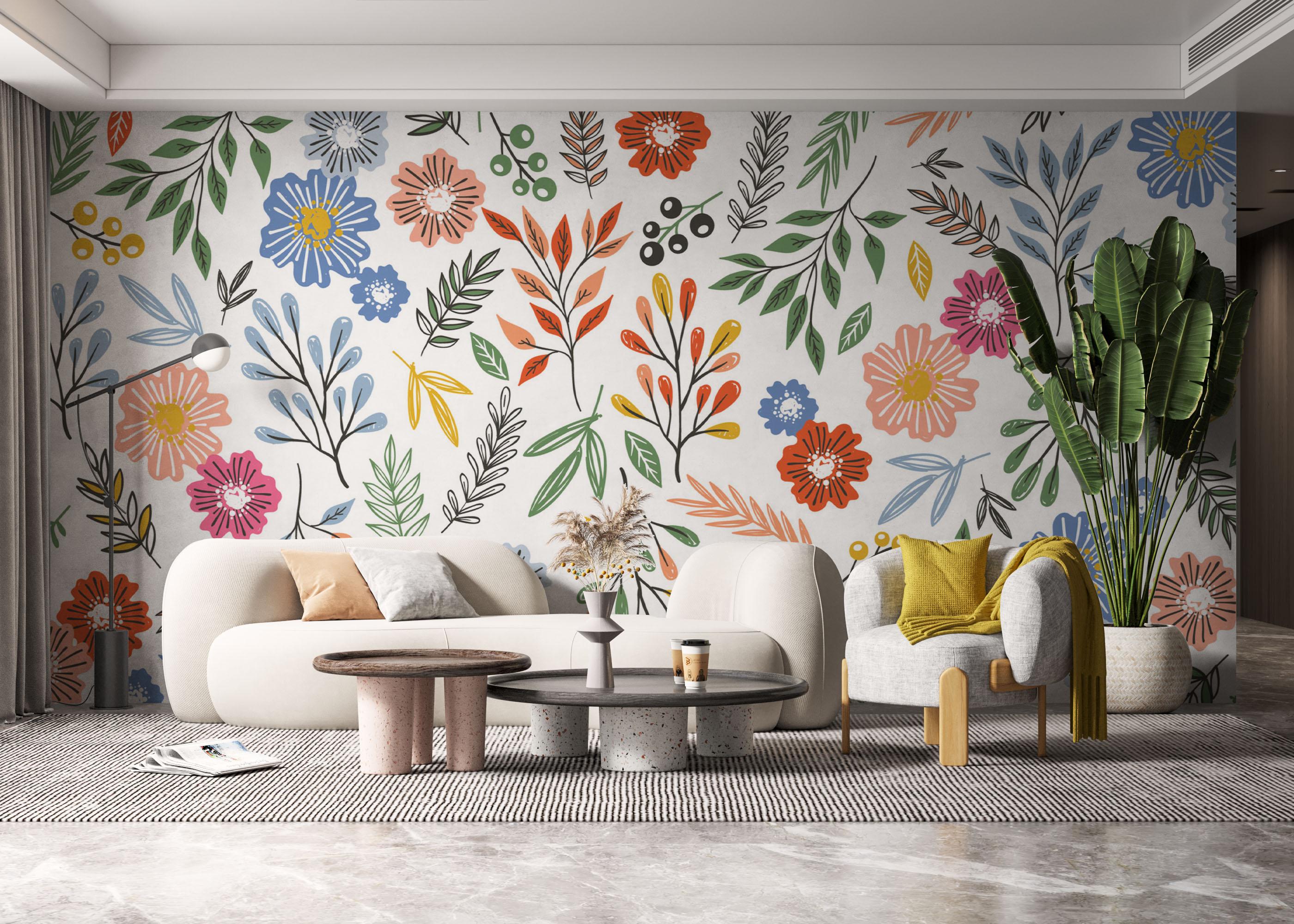 Fototapet Colored Flower Pattern mockup 6