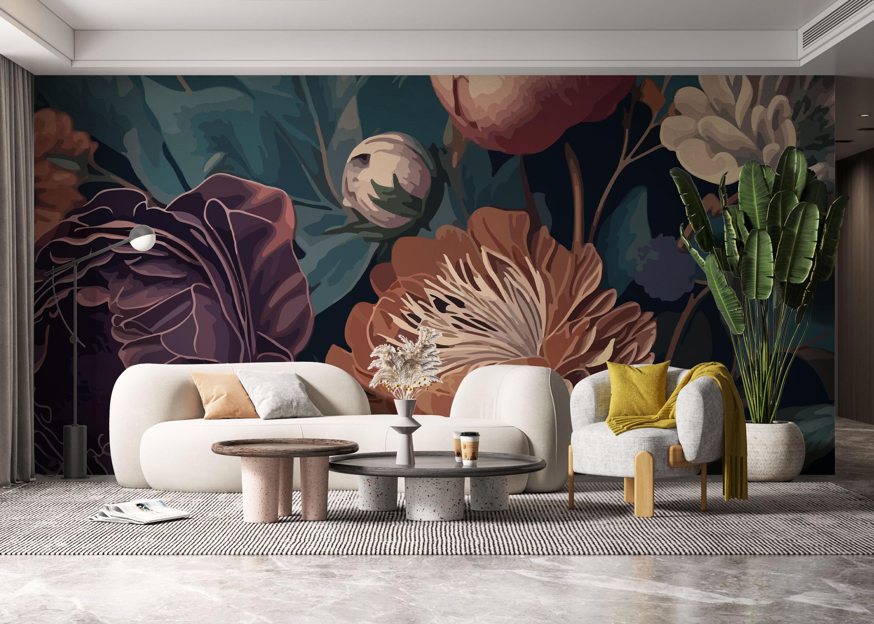 Fototapet Dark Orange Peony mockup 6