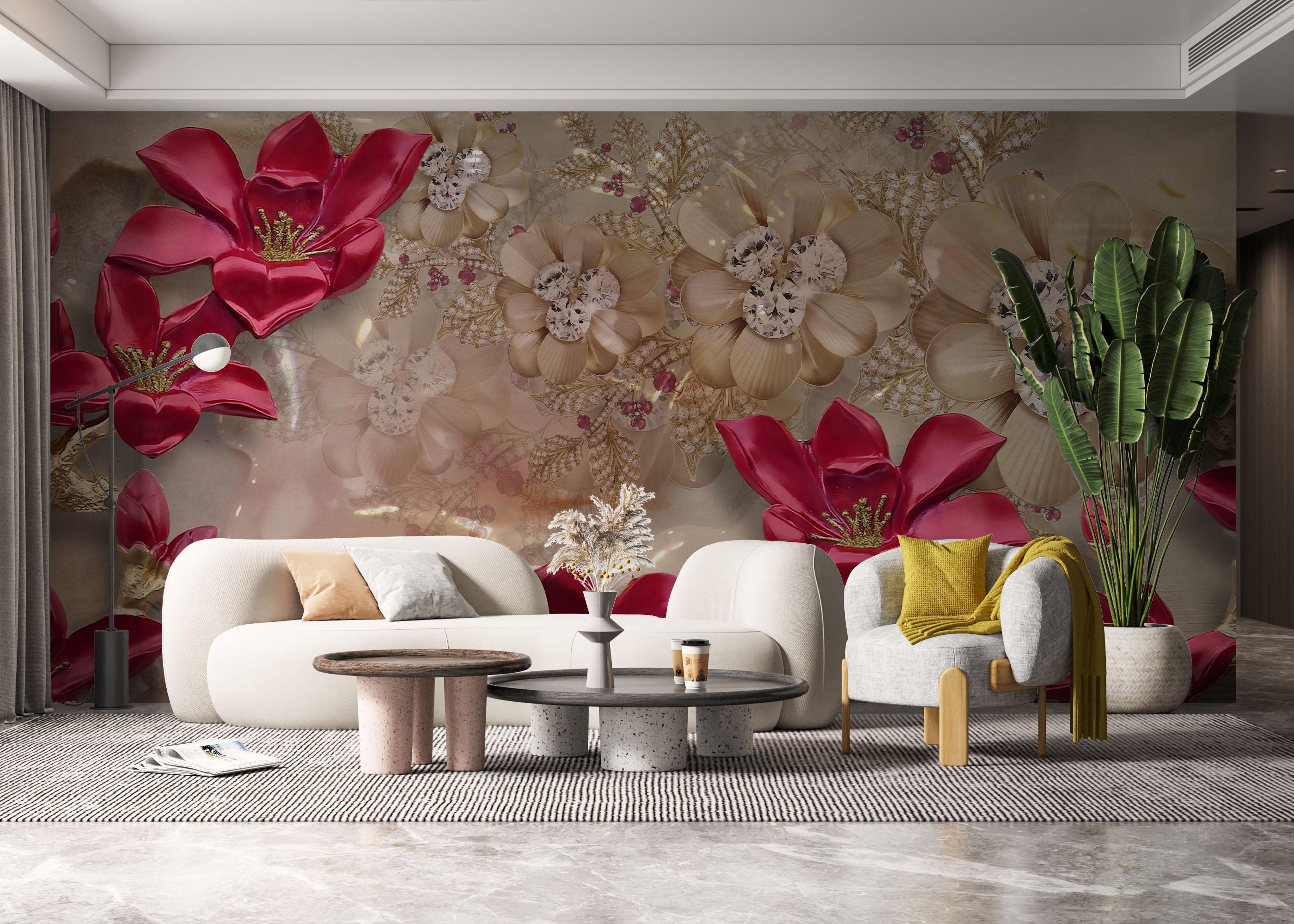 Fototapet Diamond Flowers mockup 6