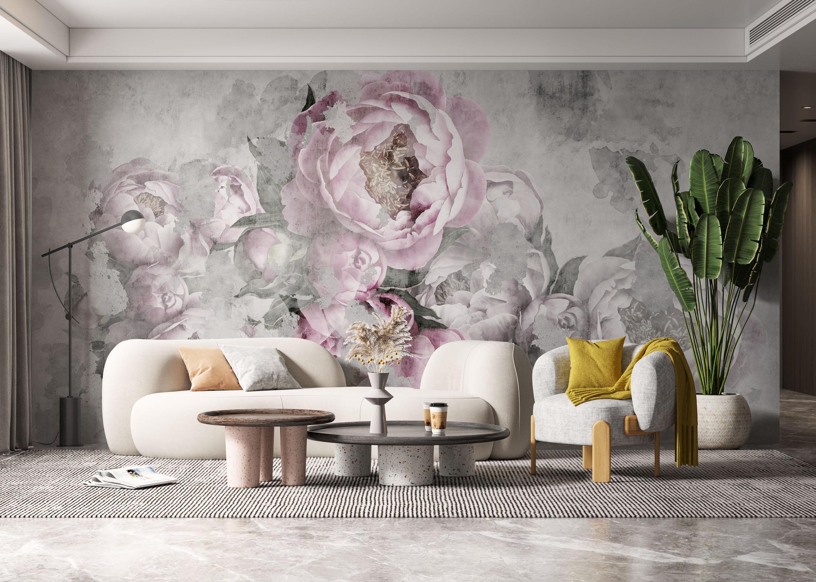 Fototapet Faded Peonies mockup 6