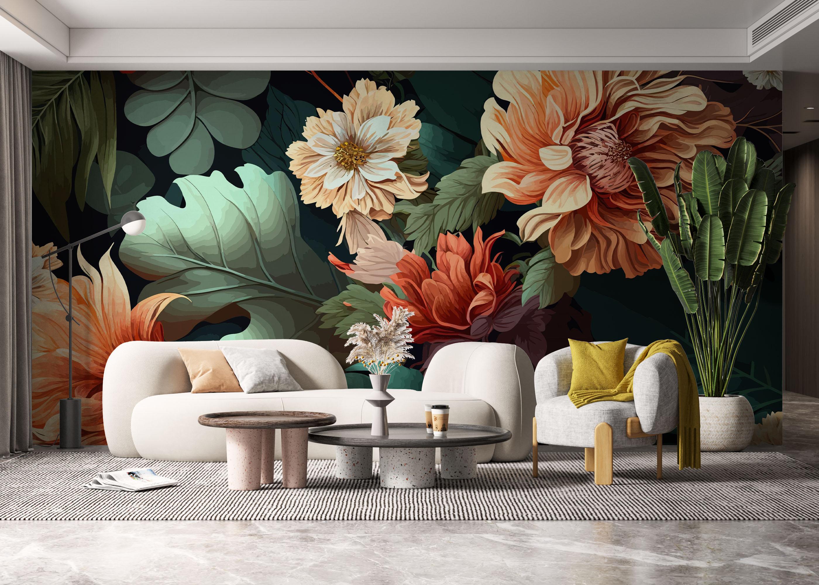 Fototapet Flower Beautiful Cream mockup 6