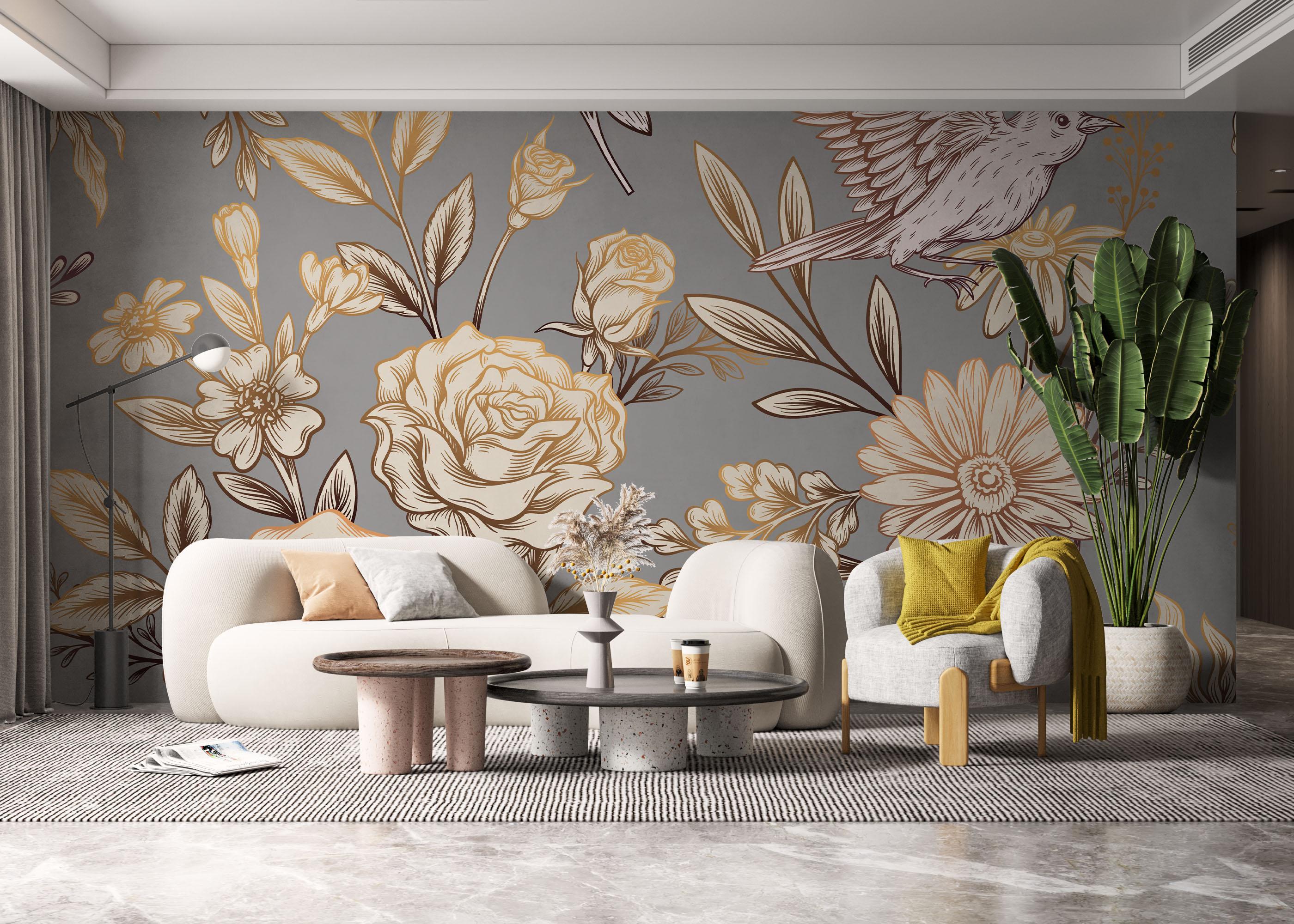 Fototapet Gold Brown Flower mockup 6