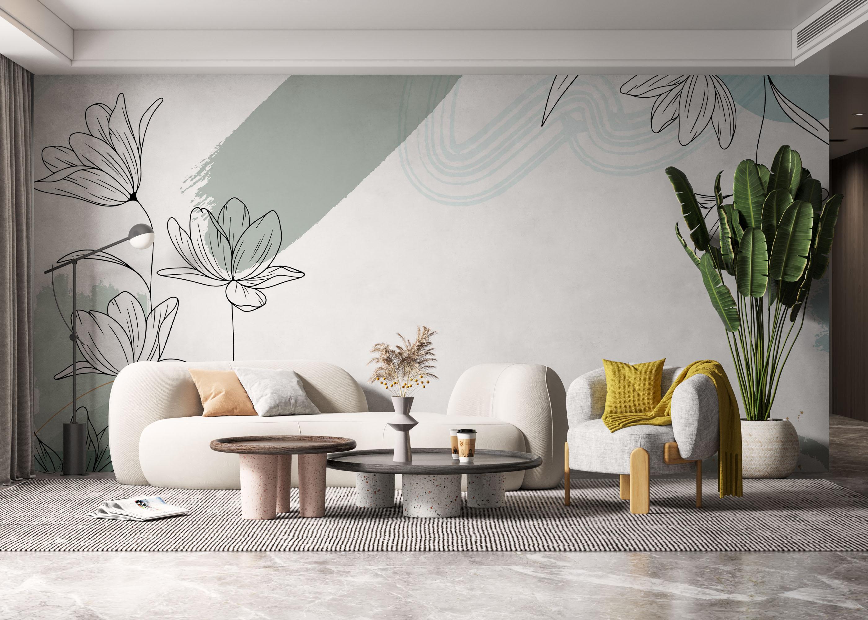 Fototapet Green Flower Wall mockup 6