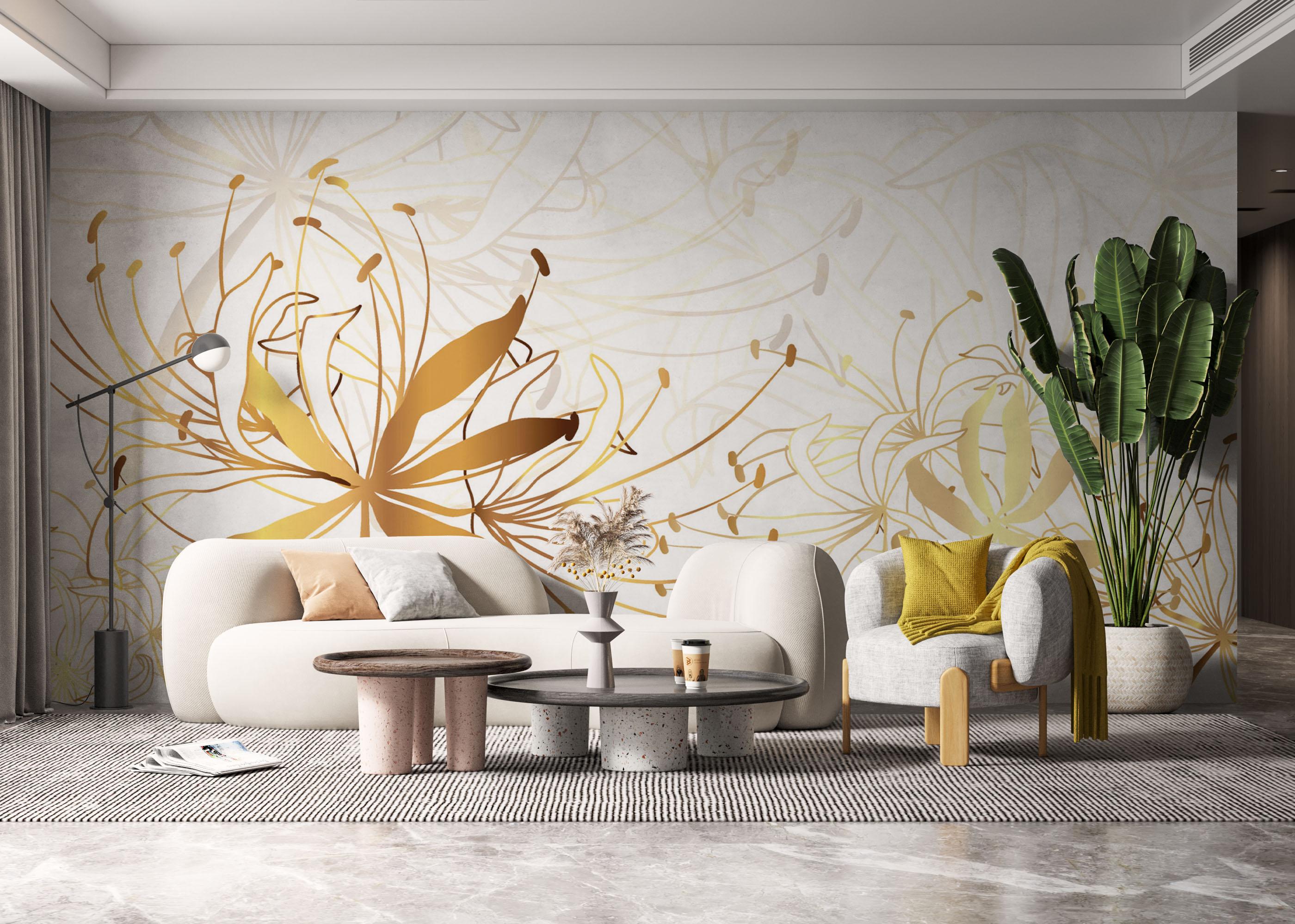 Fototapet Luxury Gold Floral mockup 6