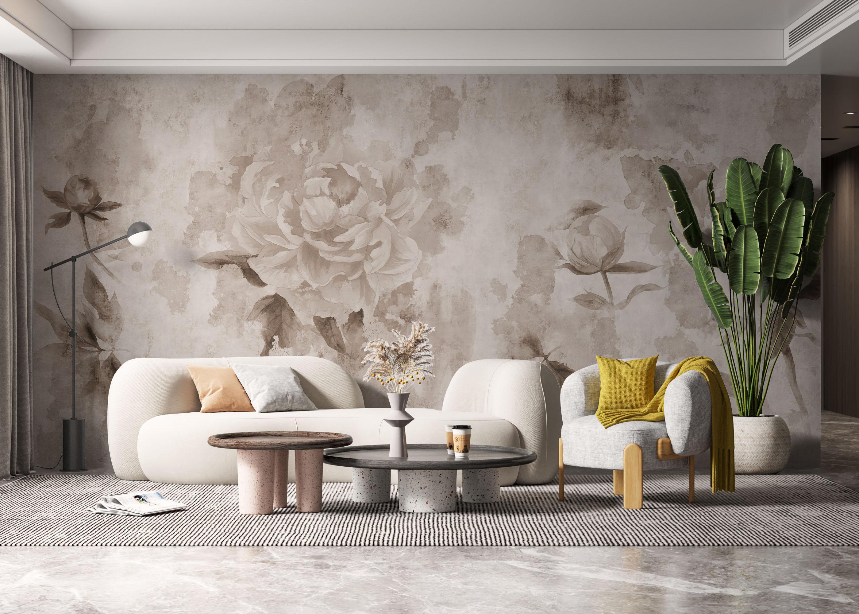 Fototapet Vintage Peonies mockup 6