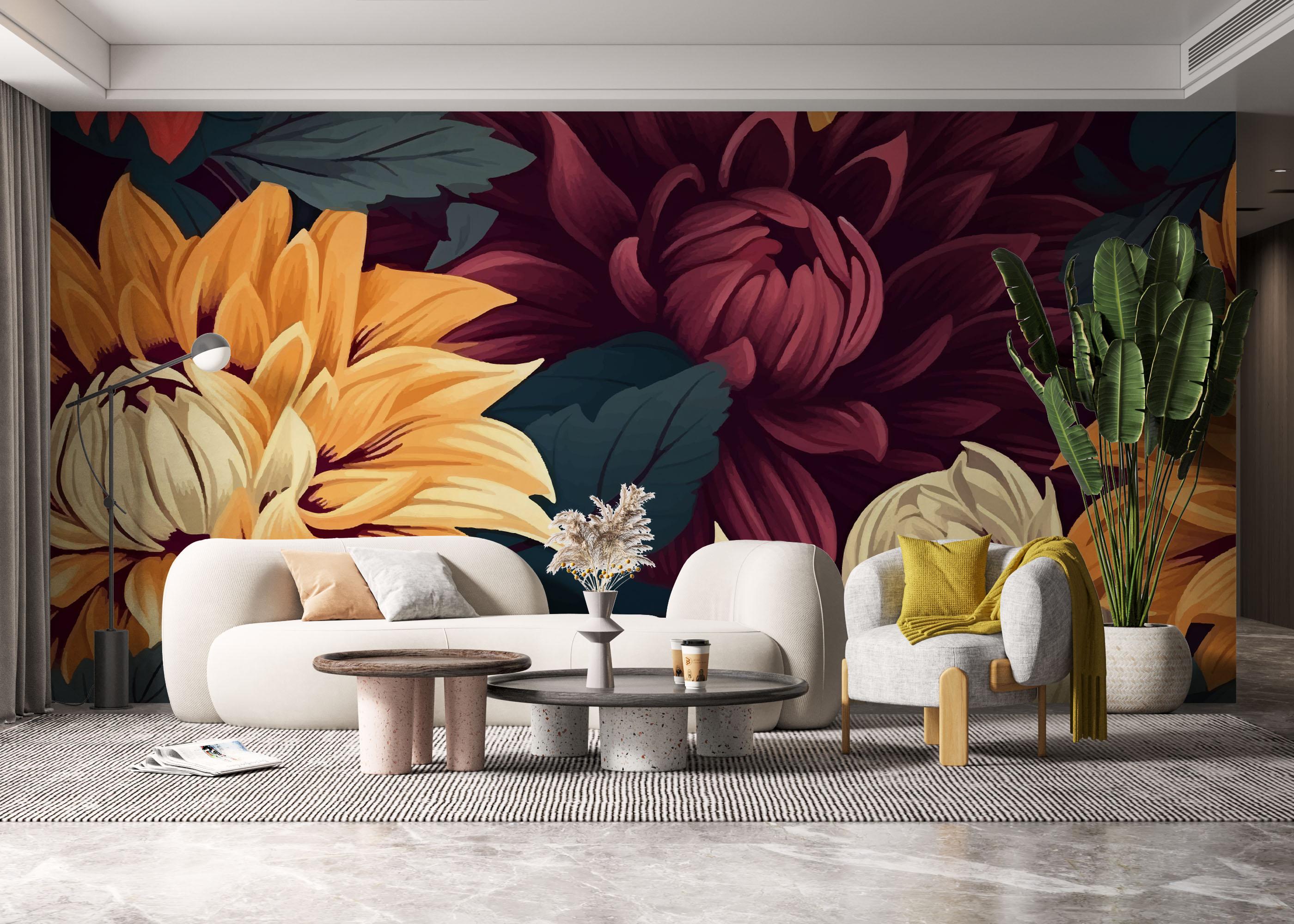 Fototapet Yellow Cream Flower mockup 6