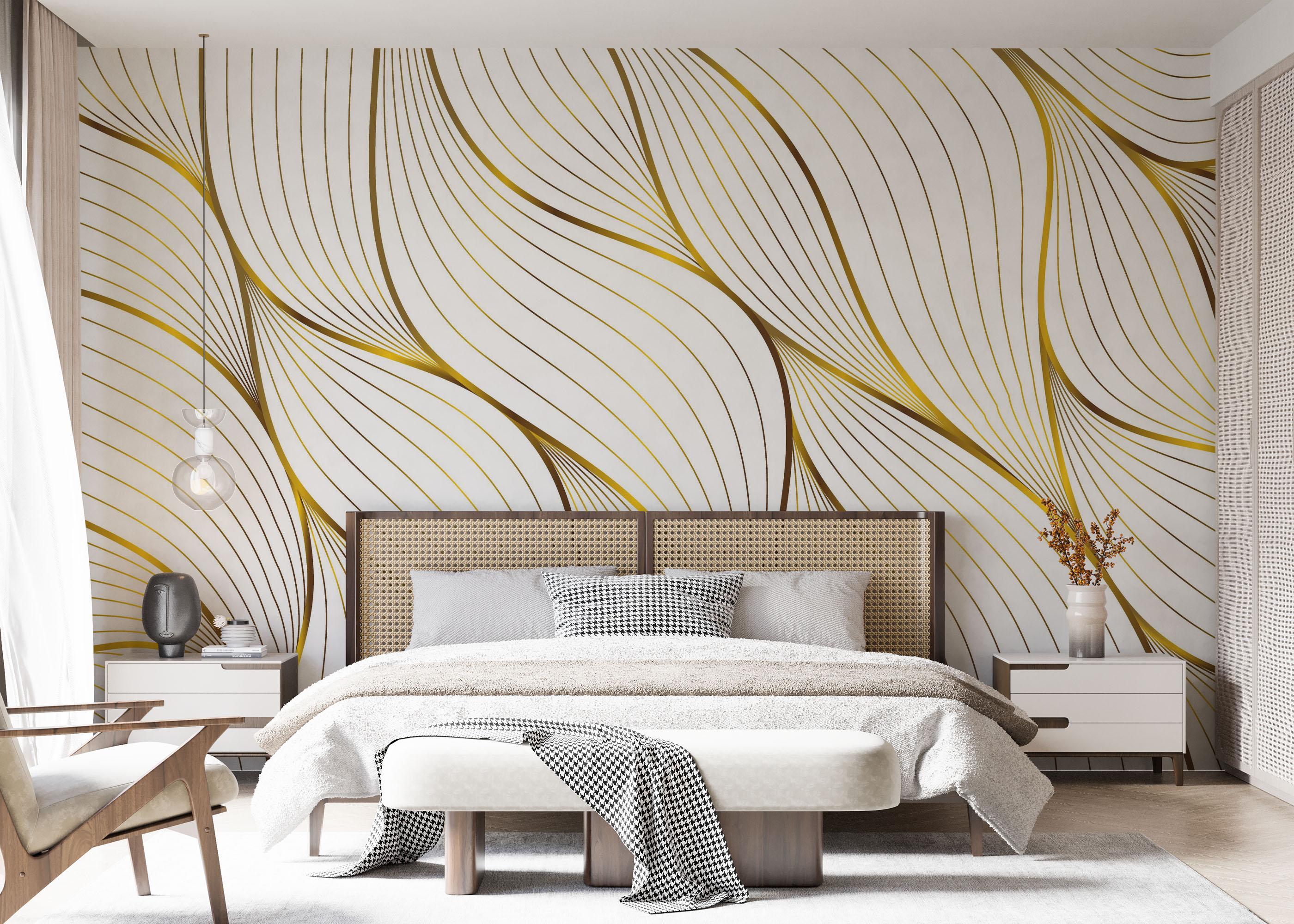 Fototapet Abstract Gold Leaves mockup 7