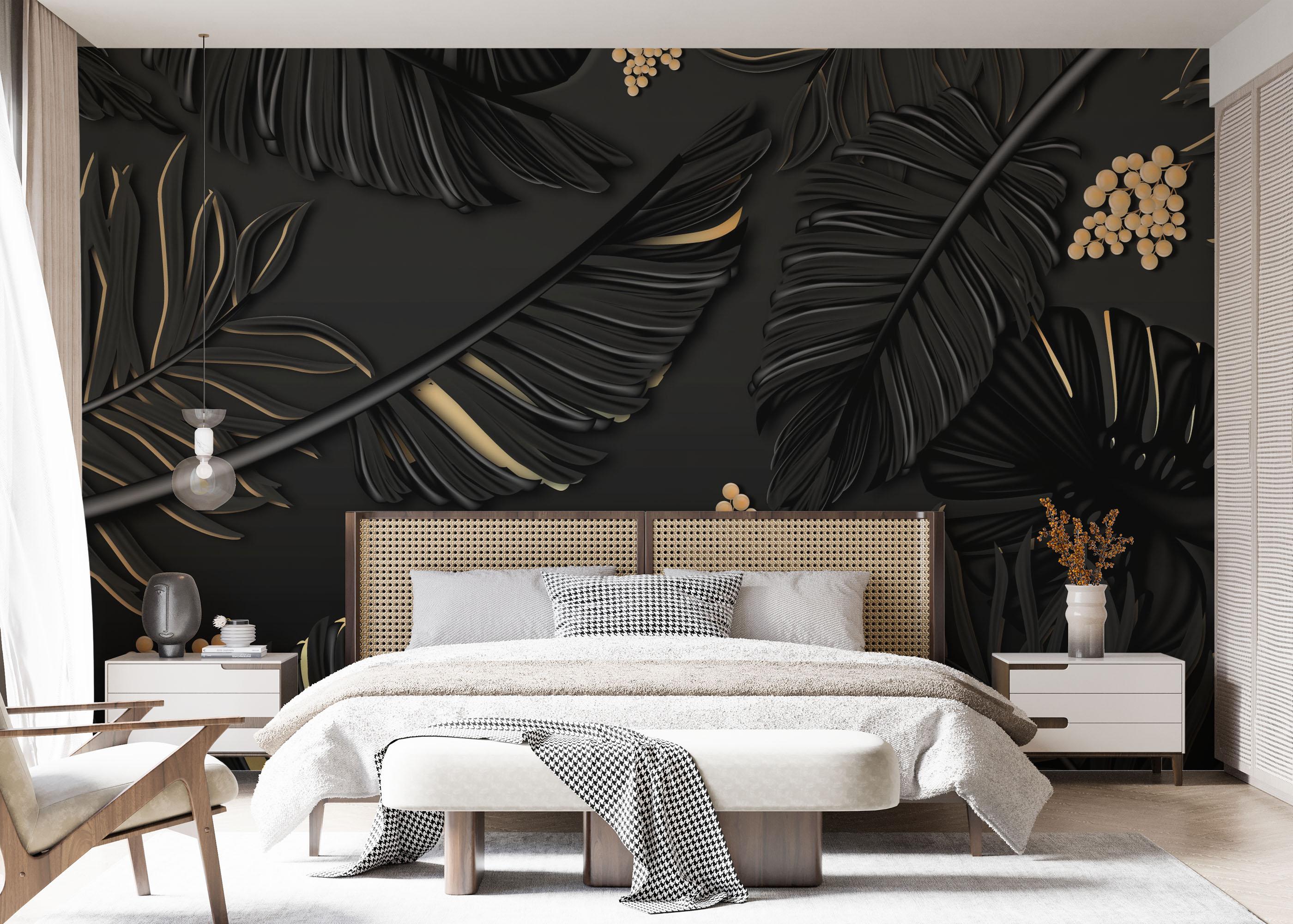 Fototapet Black Gold Leaf Art mockup 7