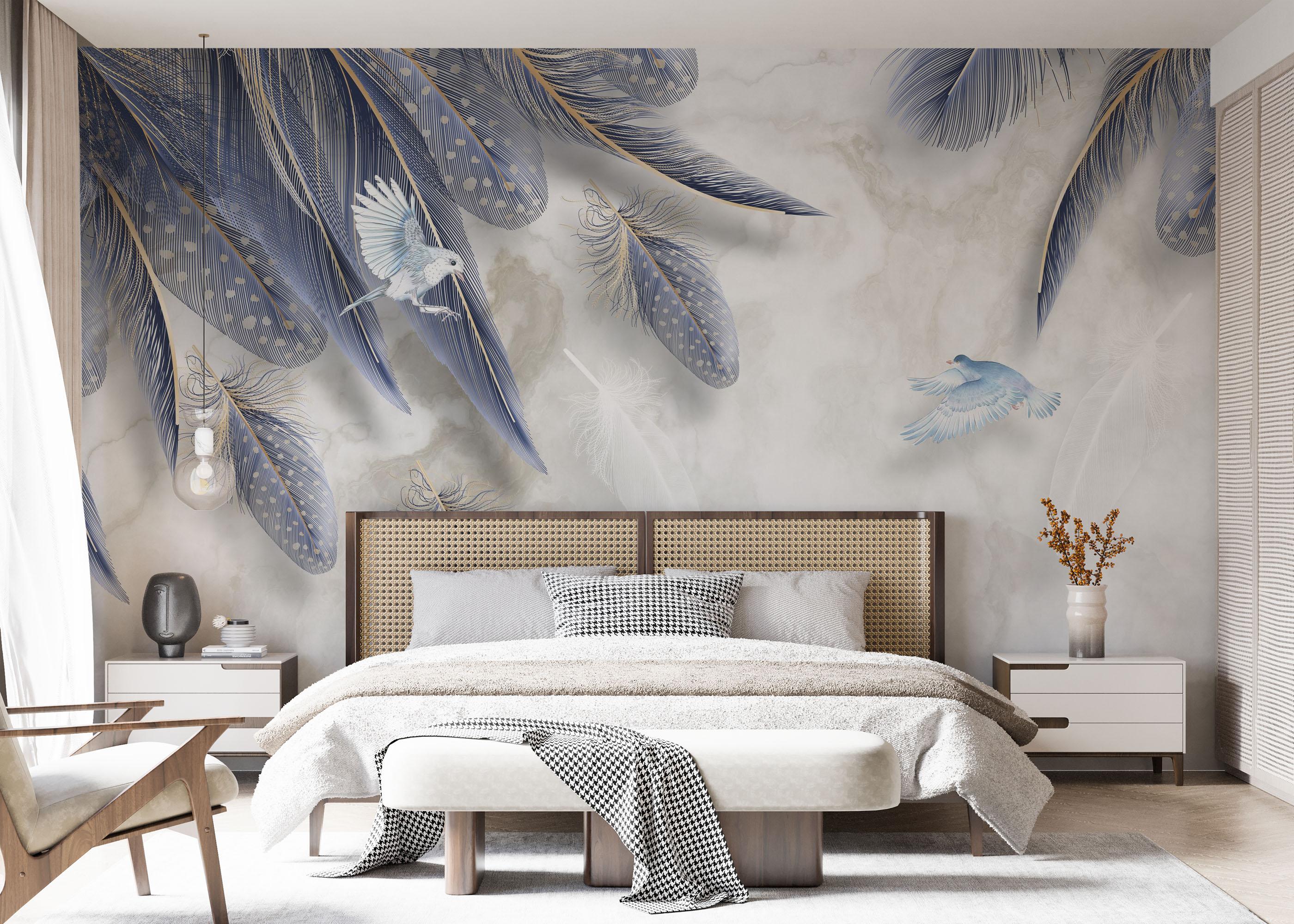 Fototapet Blue Feather mockup 7