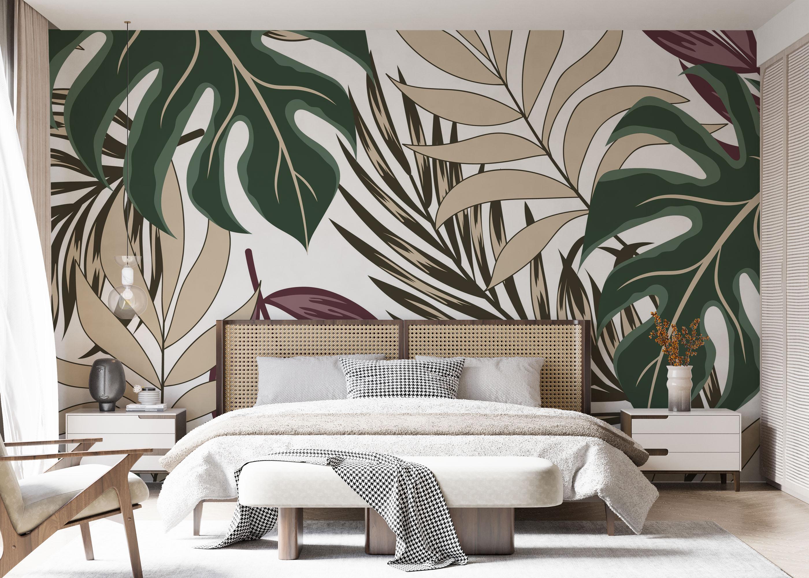 Fototapet Burgundy Green Leaf mockup 7