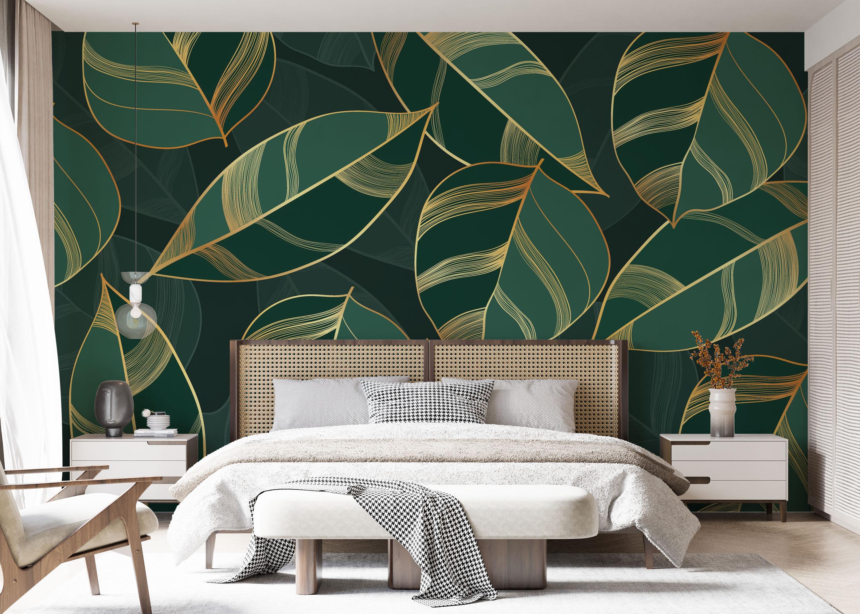 Fototapet Circle Green Leaves mockup 7