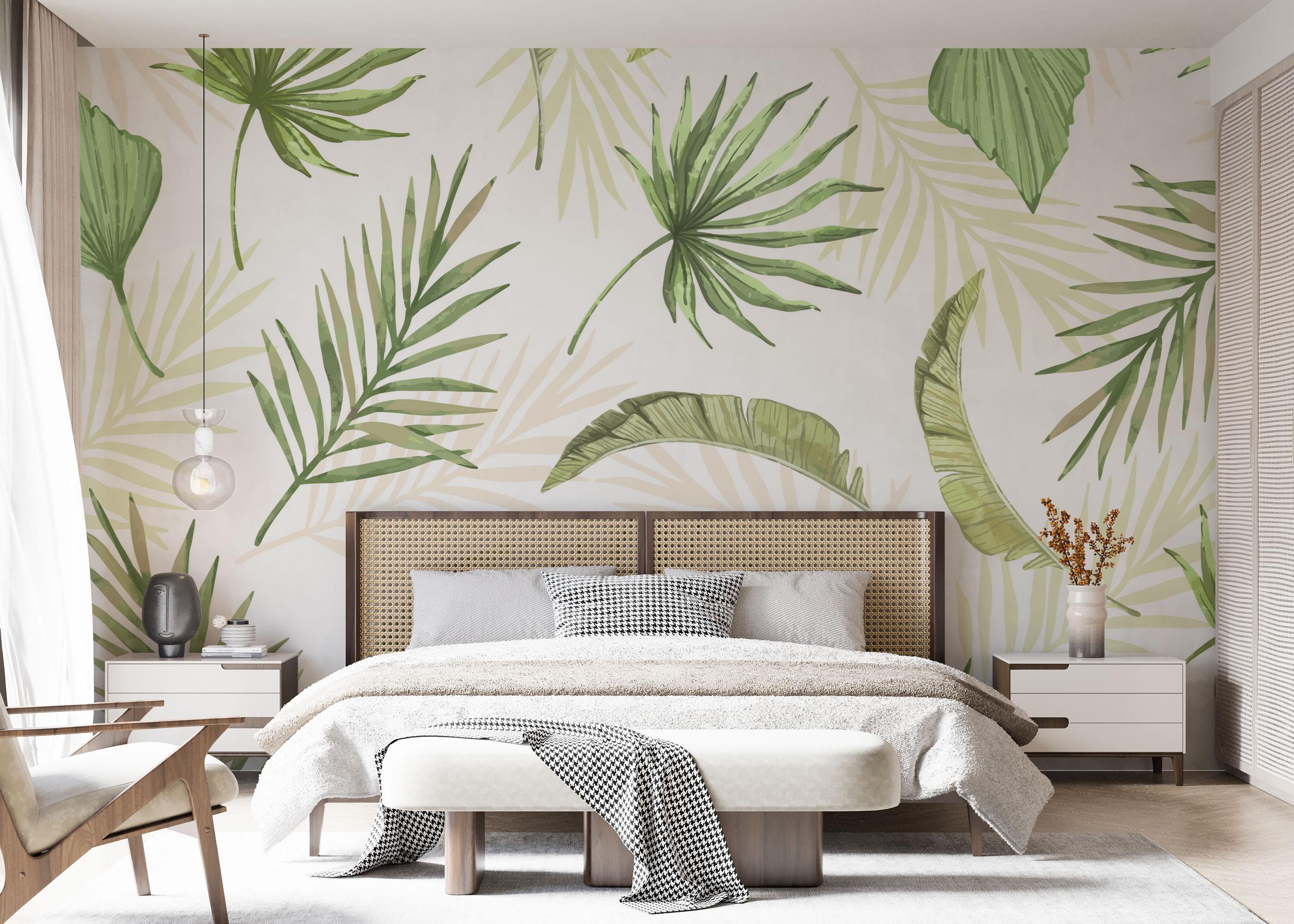 Fototapet Floating Green Leaves mockup 7