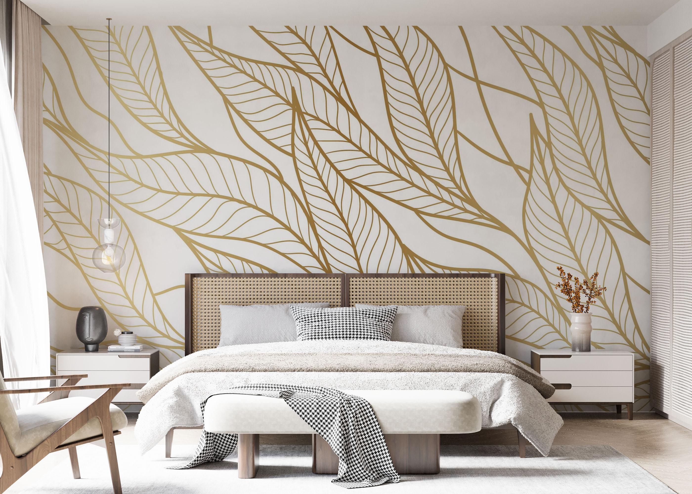 Fototapet Flying Gold Leaves mockup 7