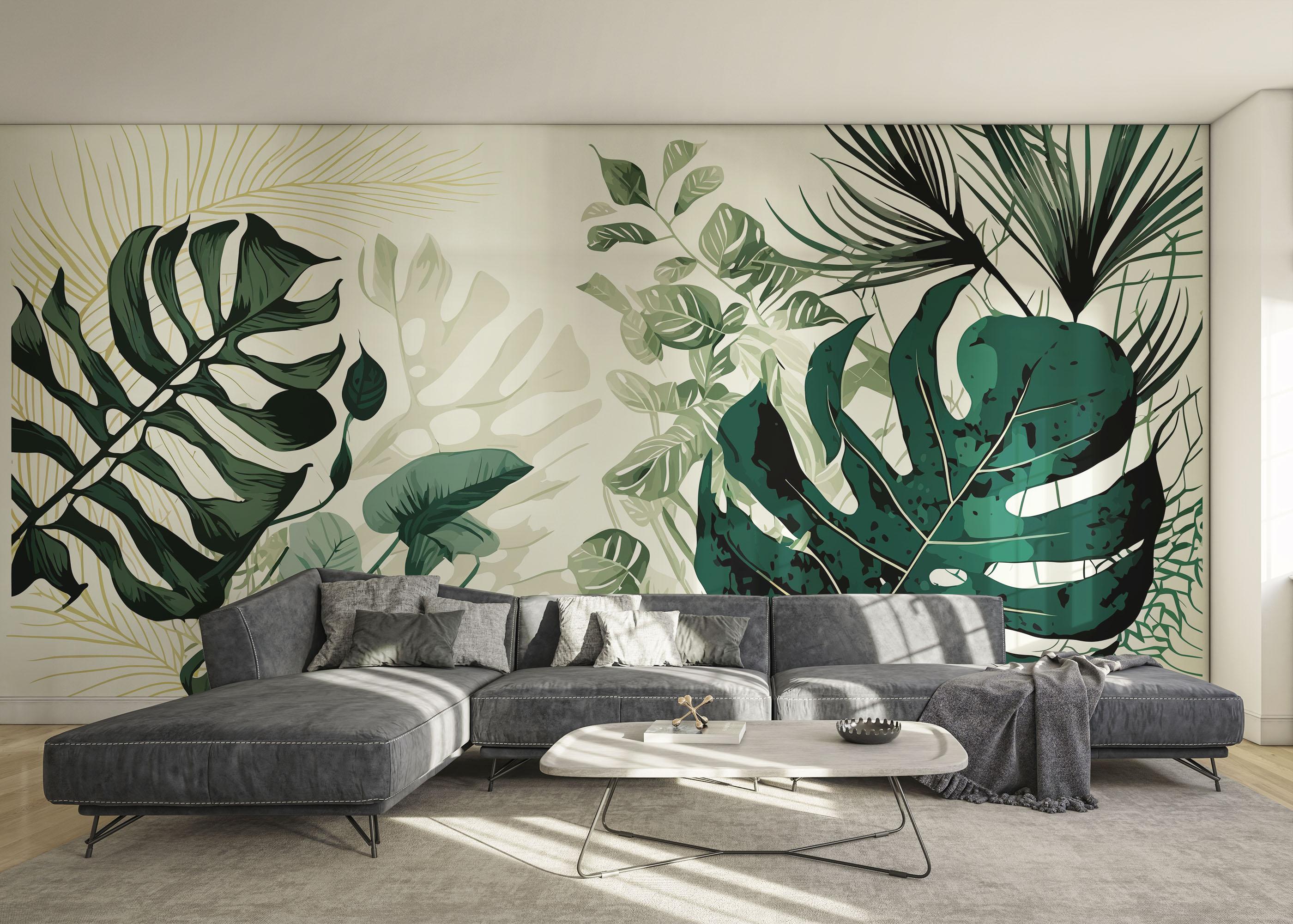 Fototapet Big Green Leaves mockup 0