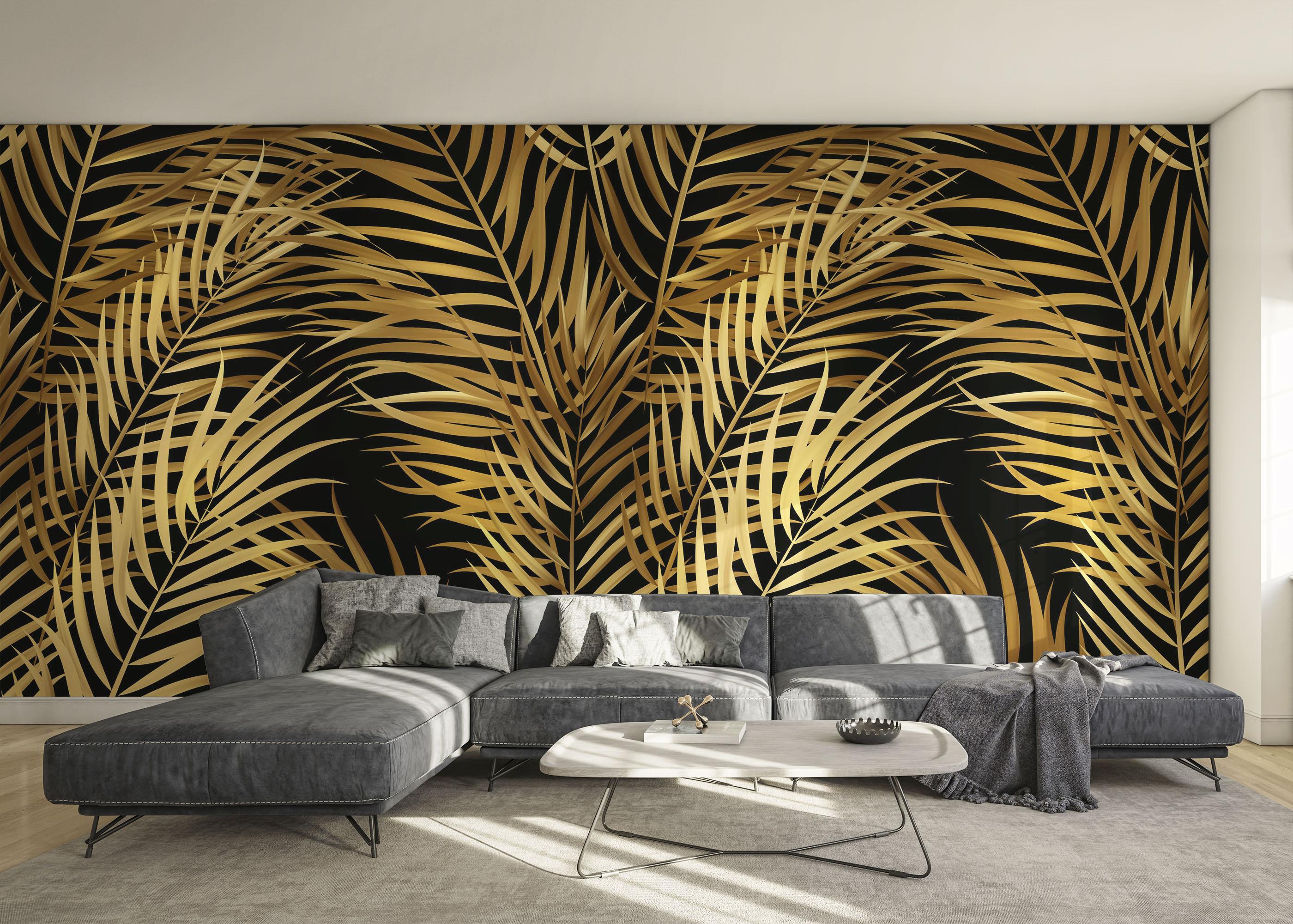 Fototapet Black Yellow Leaves mockup 0