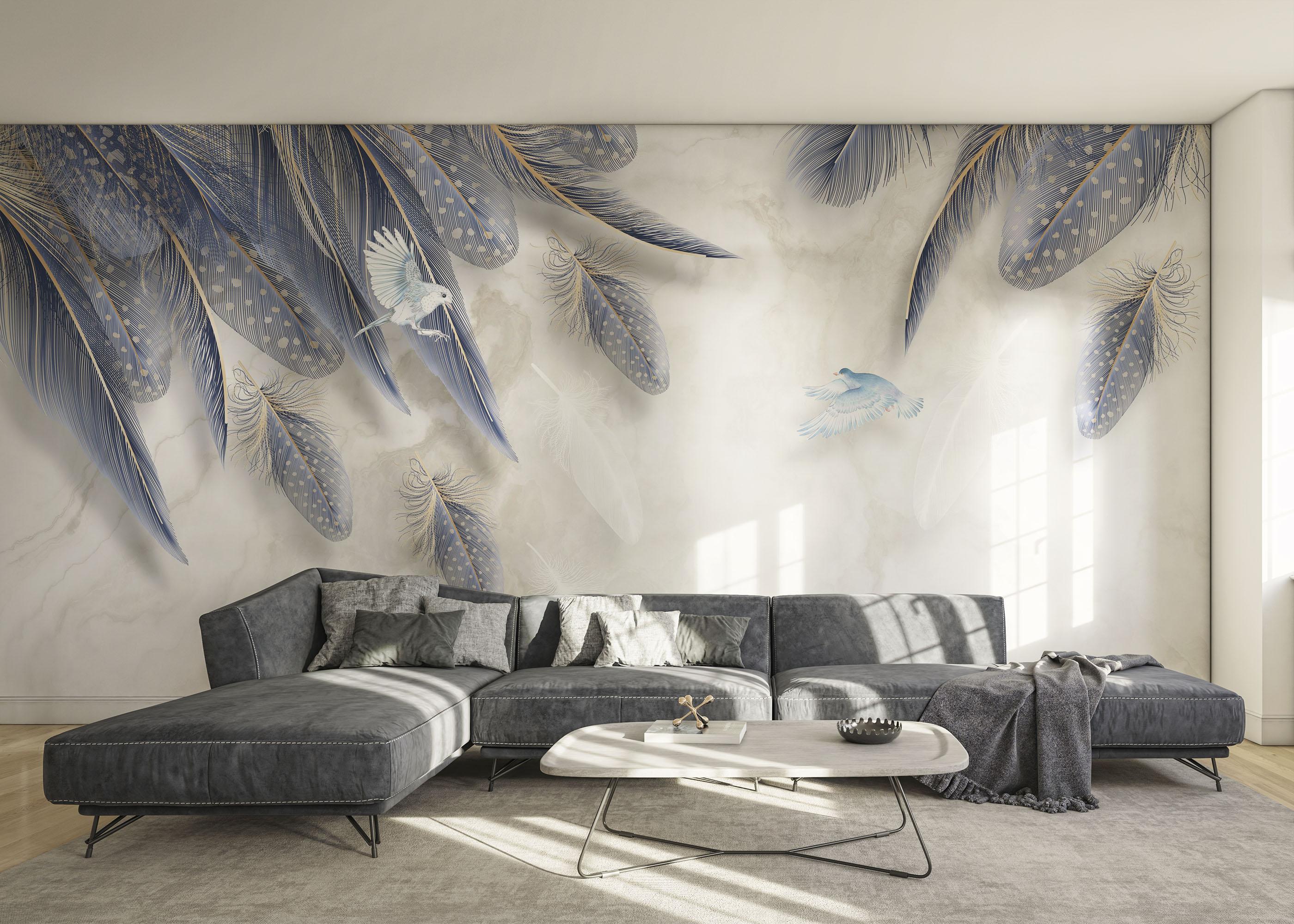 Fototapet Blue Feather mockup 0