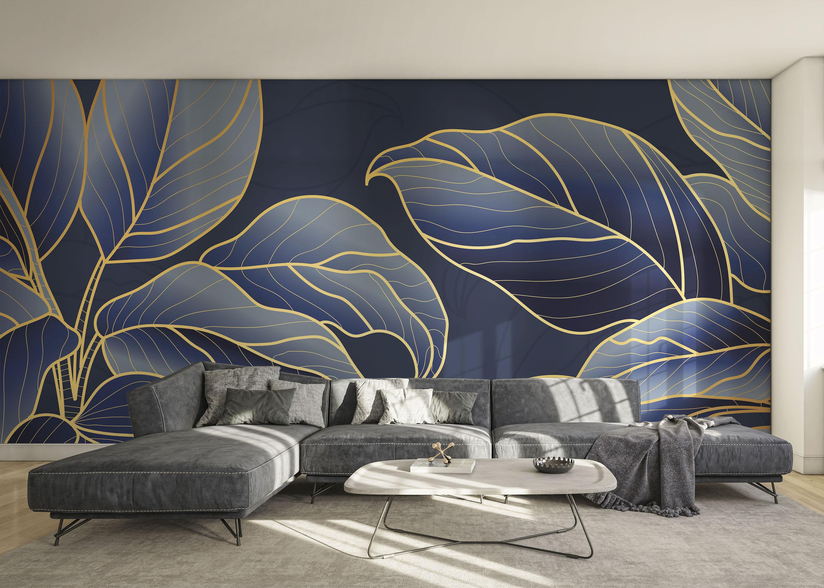 Fototapet Blue Line Art mockup 0