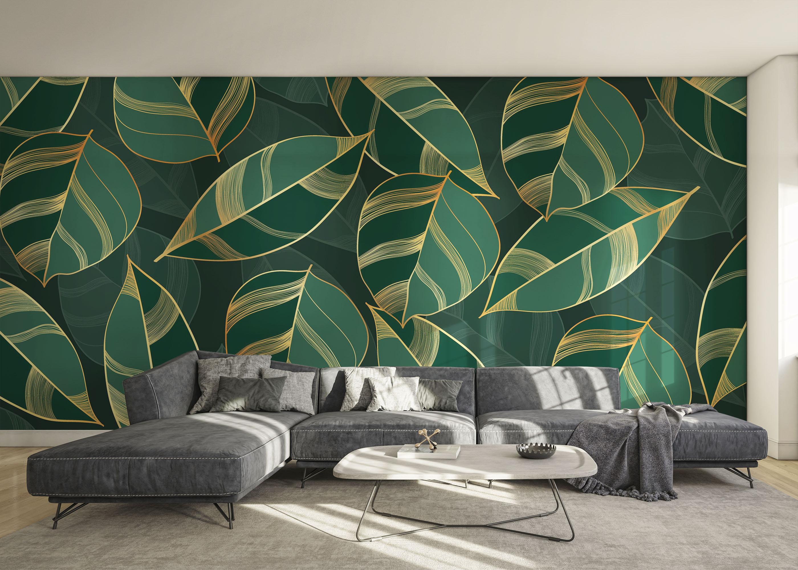 Fototapet Circle Green Leaves mockup 0