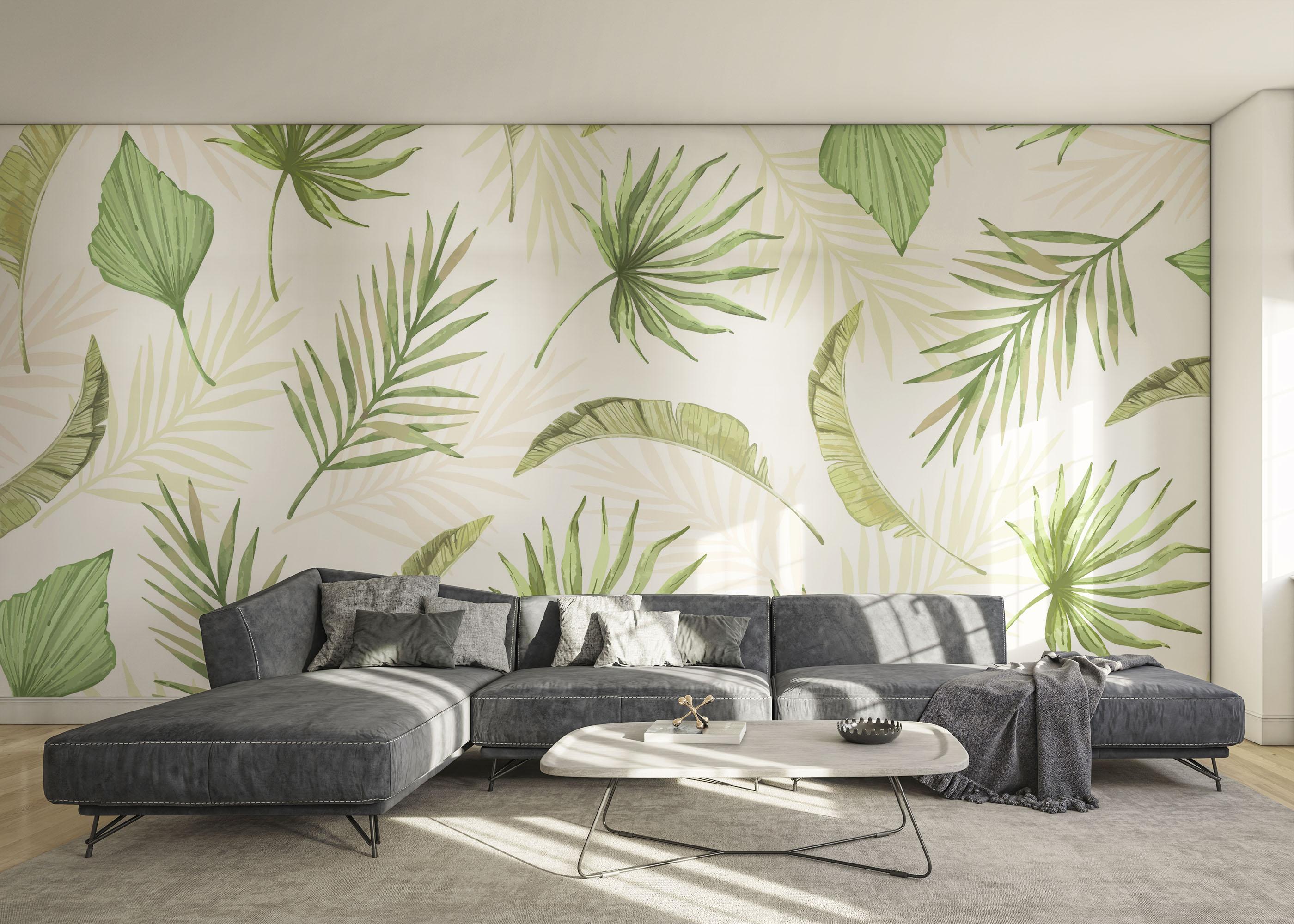 Fototapet Floating Green Leaves mockup 0