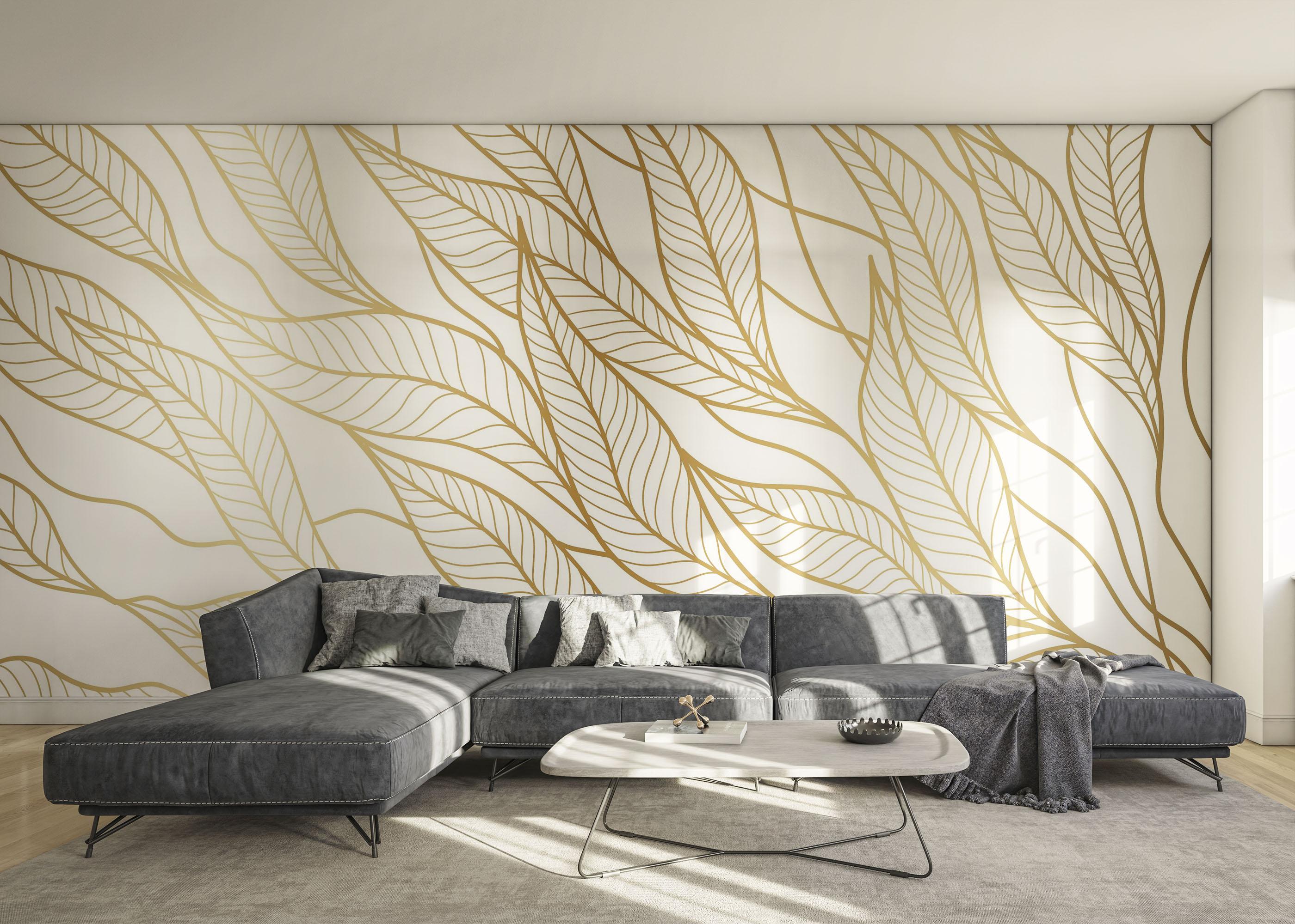 Fototapet Flying Gold Leaves mockup 0