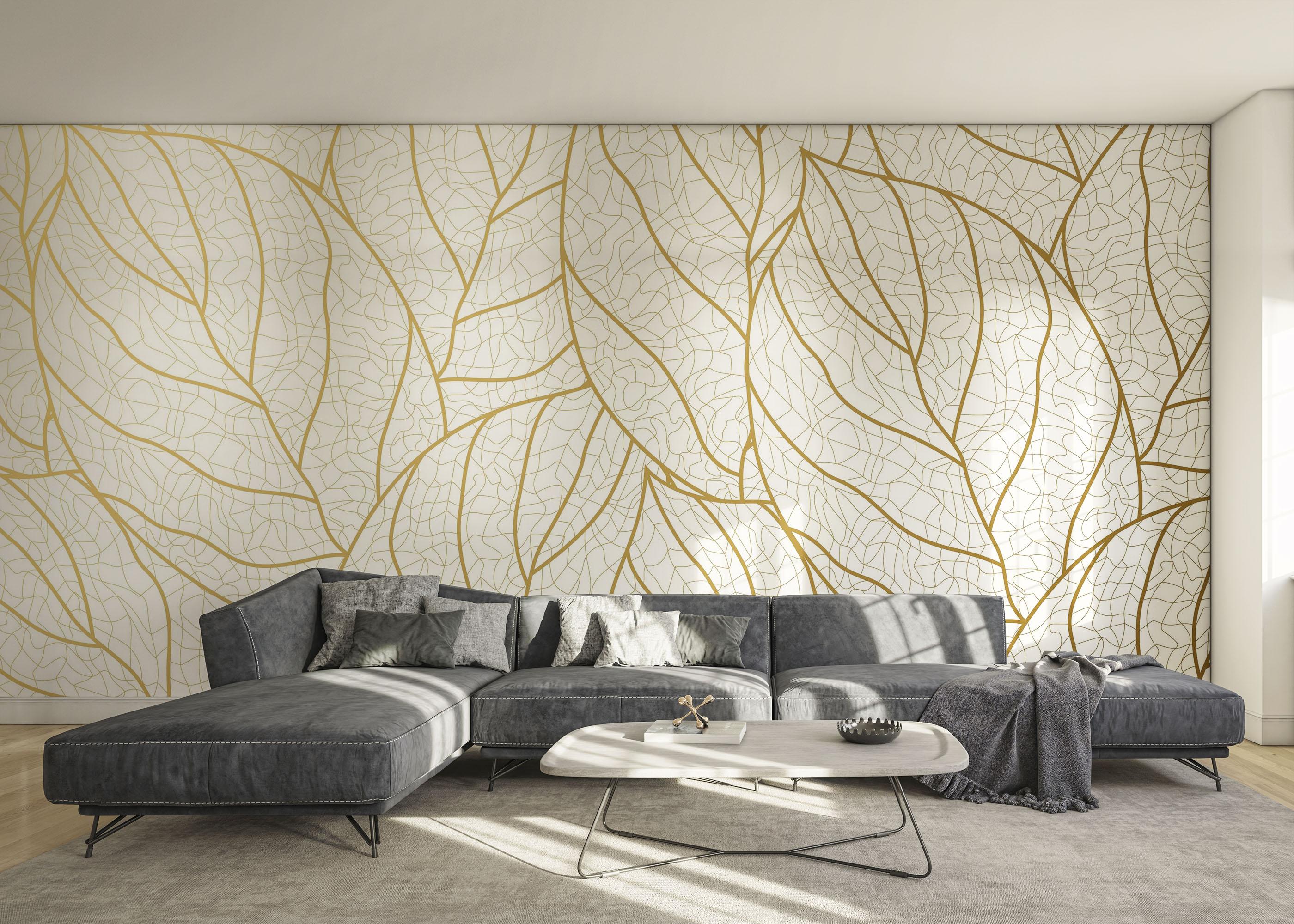 Fototapet Golden Abstract Leaf mockup 0