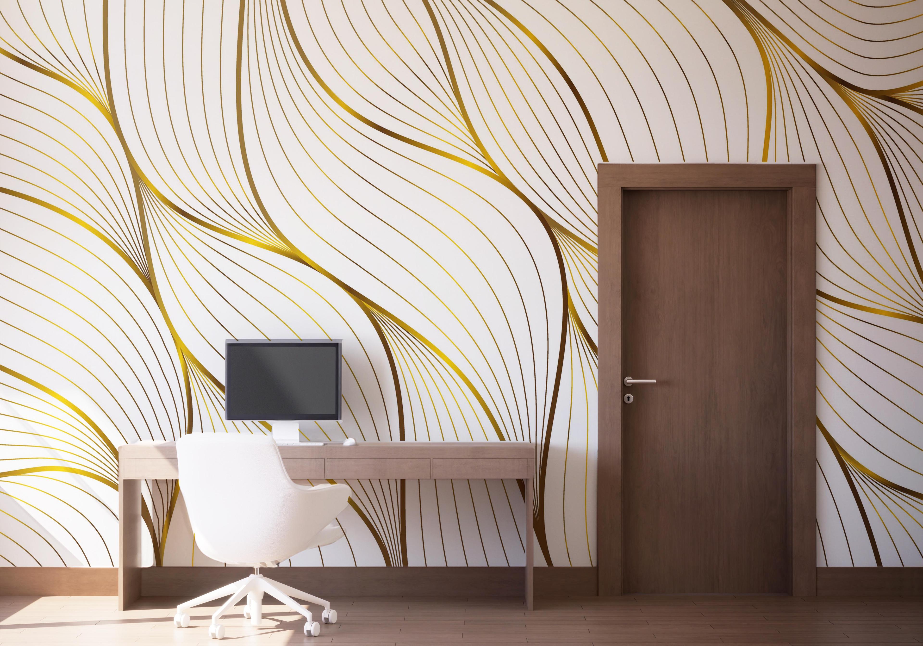 Fototapet Abstract Gold Leaves mockup 1