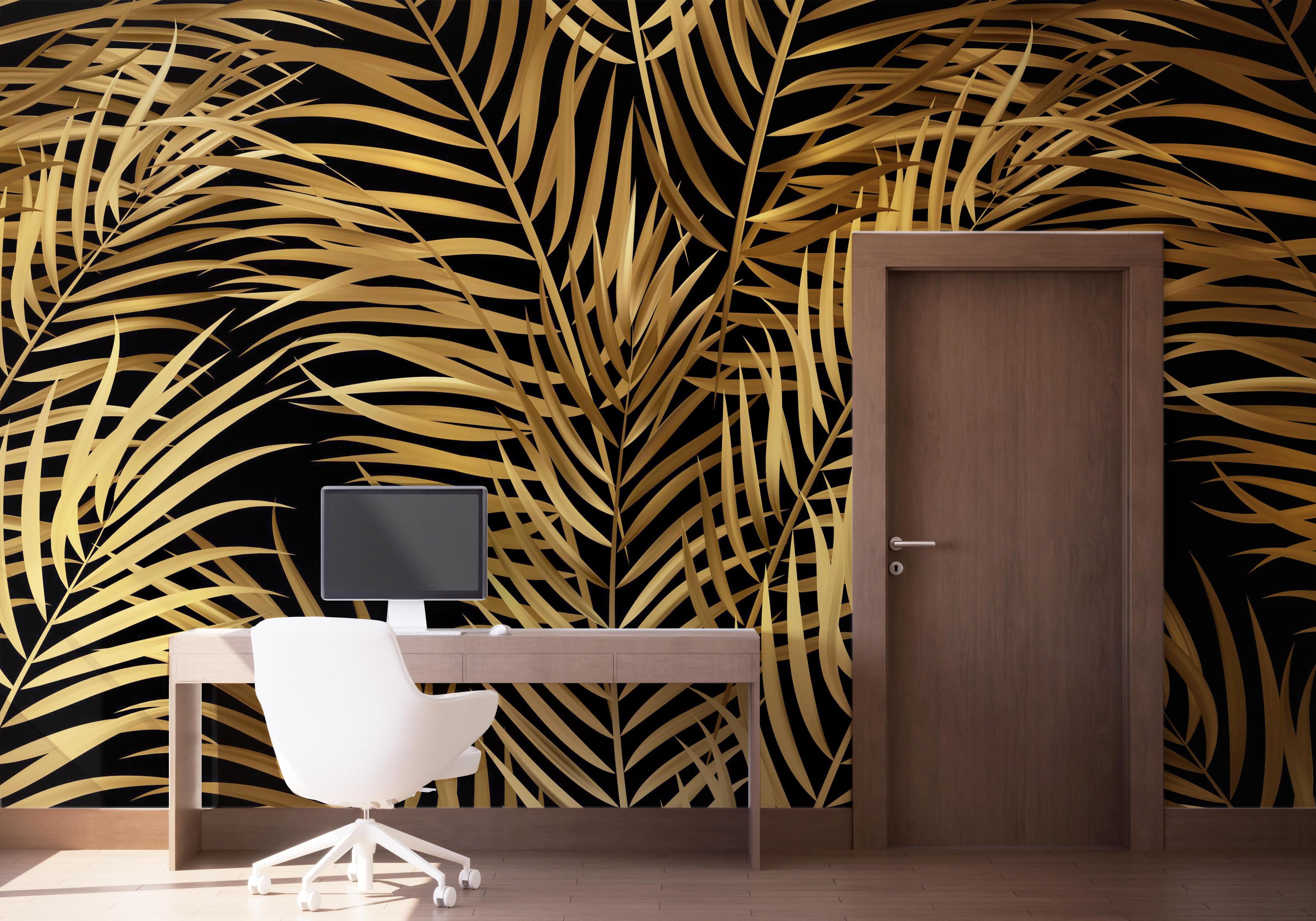 Fototapet Black Yellow Leaves mockup 1