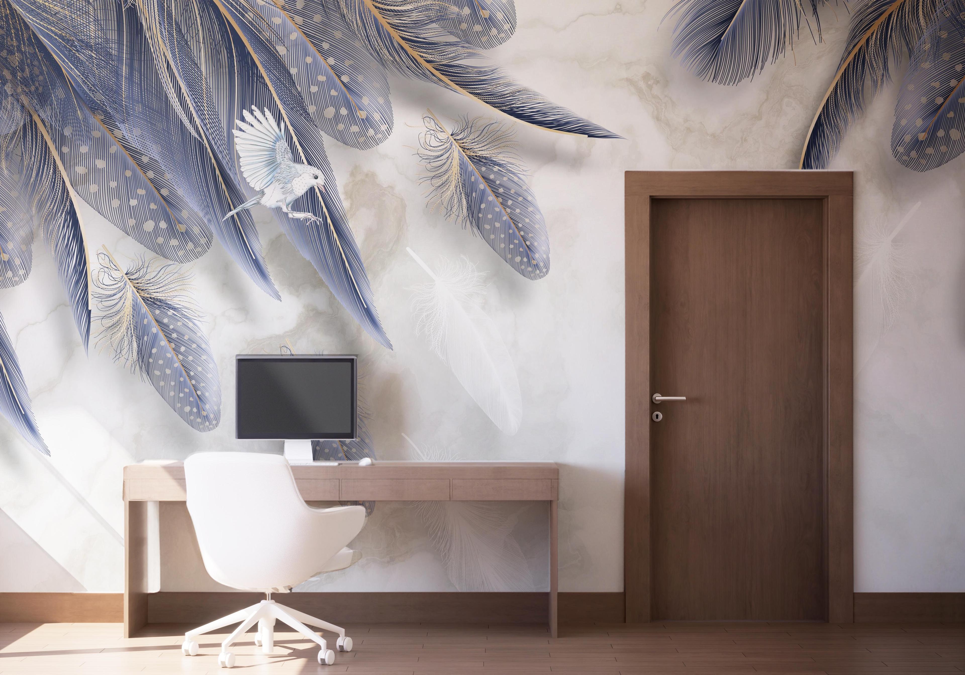 Fototapet Blue Feather mockup 1